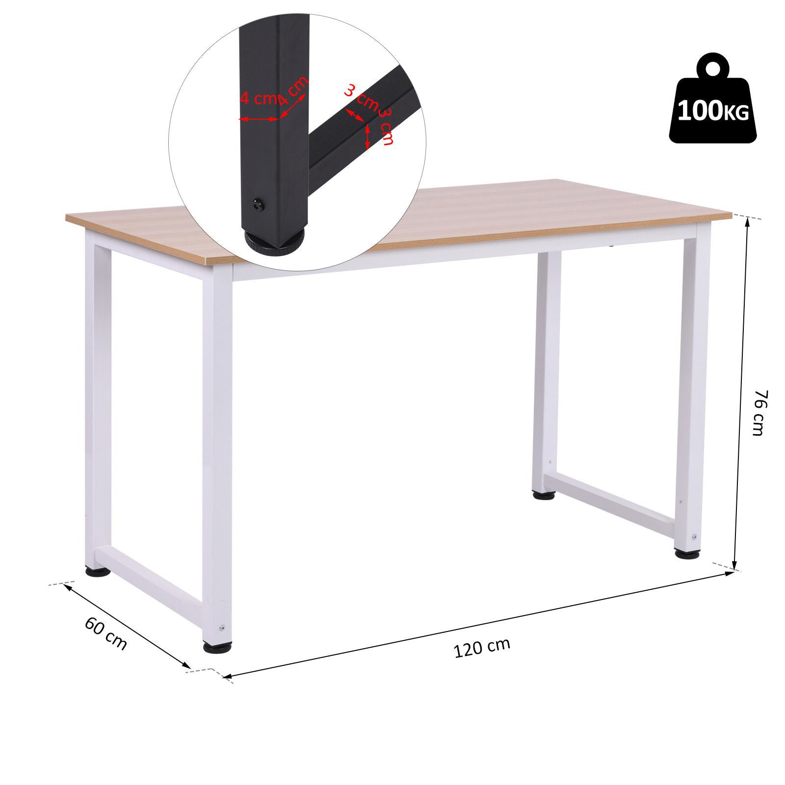 Nancy's Apohaqui Bureau - Wit - Metaal, Mdf - 47,24 cm x 23,62 cm x 29,92 cm
