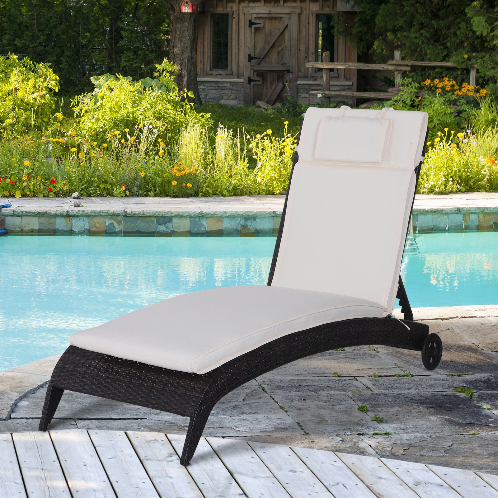 Nancy's Archie Bay Lounge Coussin - Coussin de jardin - Blanc crème - ± 200 x 50 cm