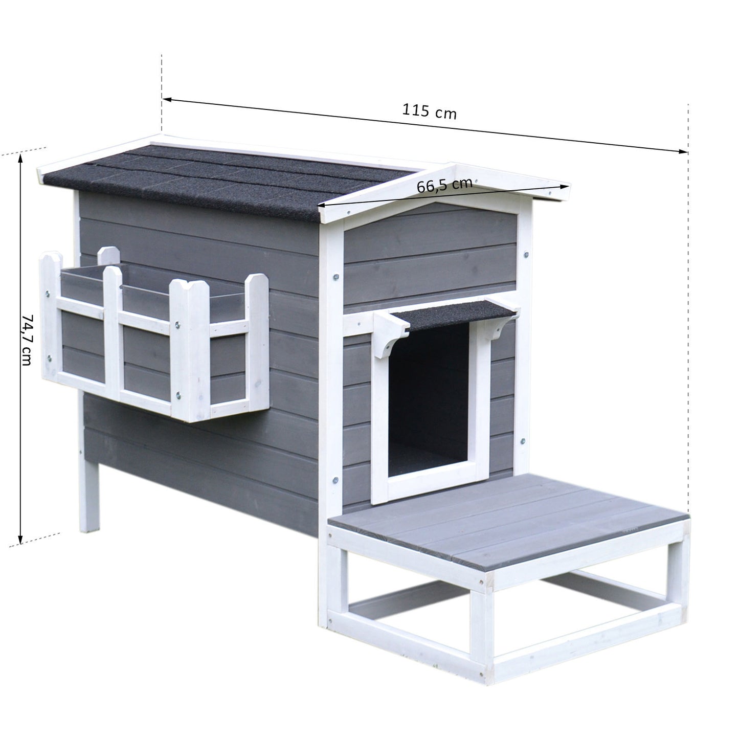 Nancy's Arras Lake Kattenhuis - Kattenvilla - Kattenverblijf - Dennenhout - ± 115 x 65 x 75 cm