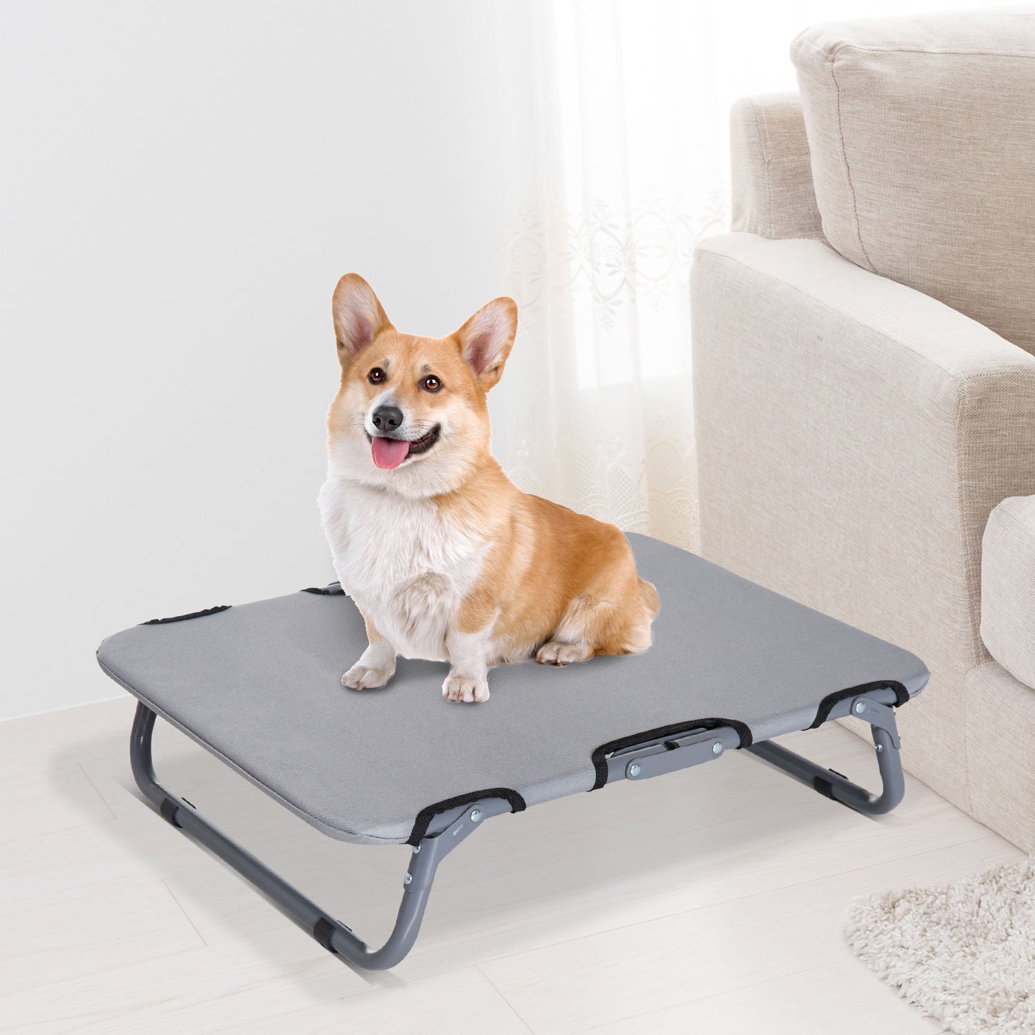 Nancy's Ash Rips Dog Lounger - Grijs - Staal, 600D Oxford - 23,23 cm x 18,11 cm x 5,91 cm