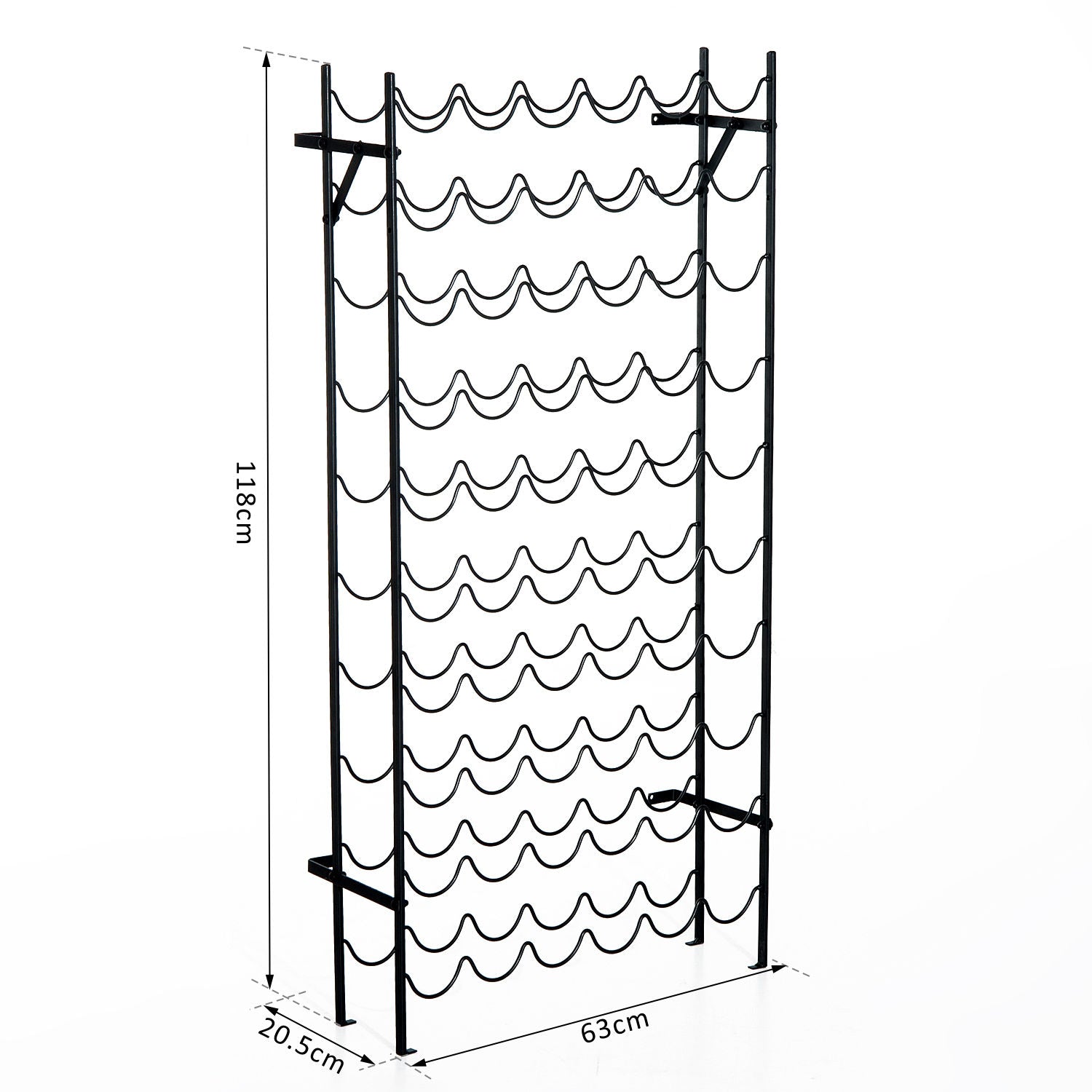 Nancy's Askilton Wijnrek Fles - Zwart - Metaal - 24,8 cm x 8,07 cm x 46,46 cm