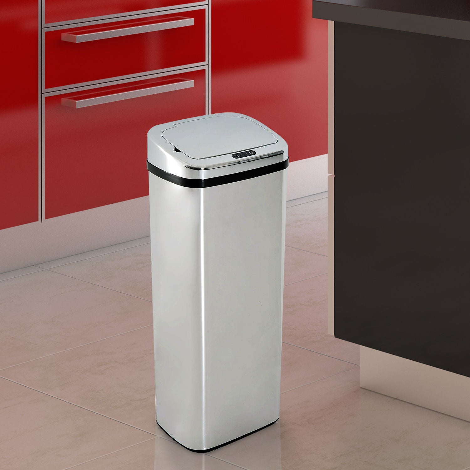 Nancy's Aspdin Sensor Afvalbak - Prullenbank met Sensor - Afvalemmer - Zilver - RVS - 50 Liter