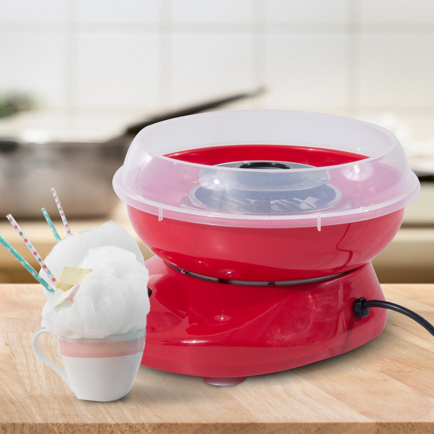 Nancy's Asiginack Suikerspinmachine - Suikerspin maker - Met Antiaanbaklaag - Rood - Roestvrij Staal