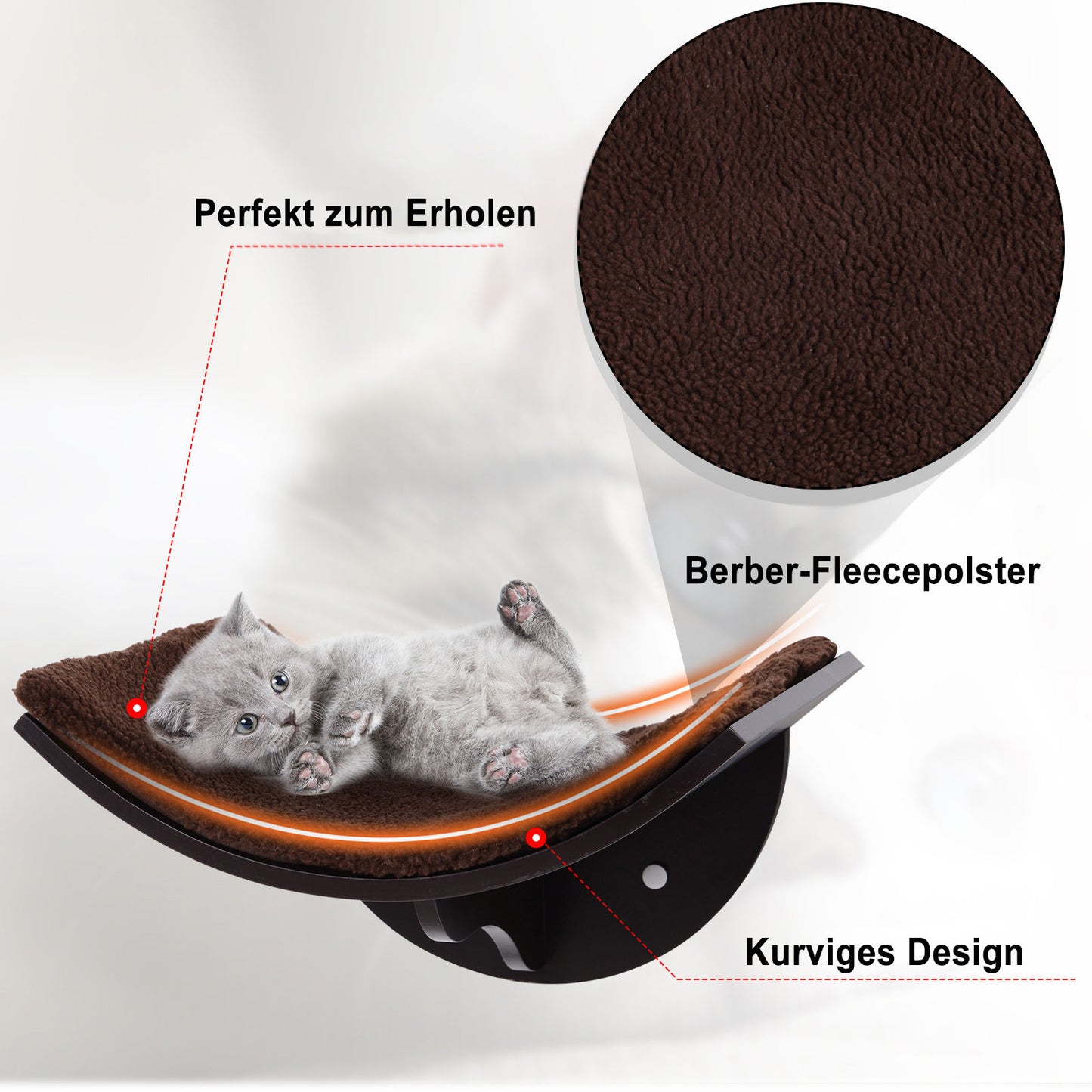 Nancy's Aston Kattenligstoel Kattenwandligstoel Kattenbed Kattenplank Pluche wandkussen MDF