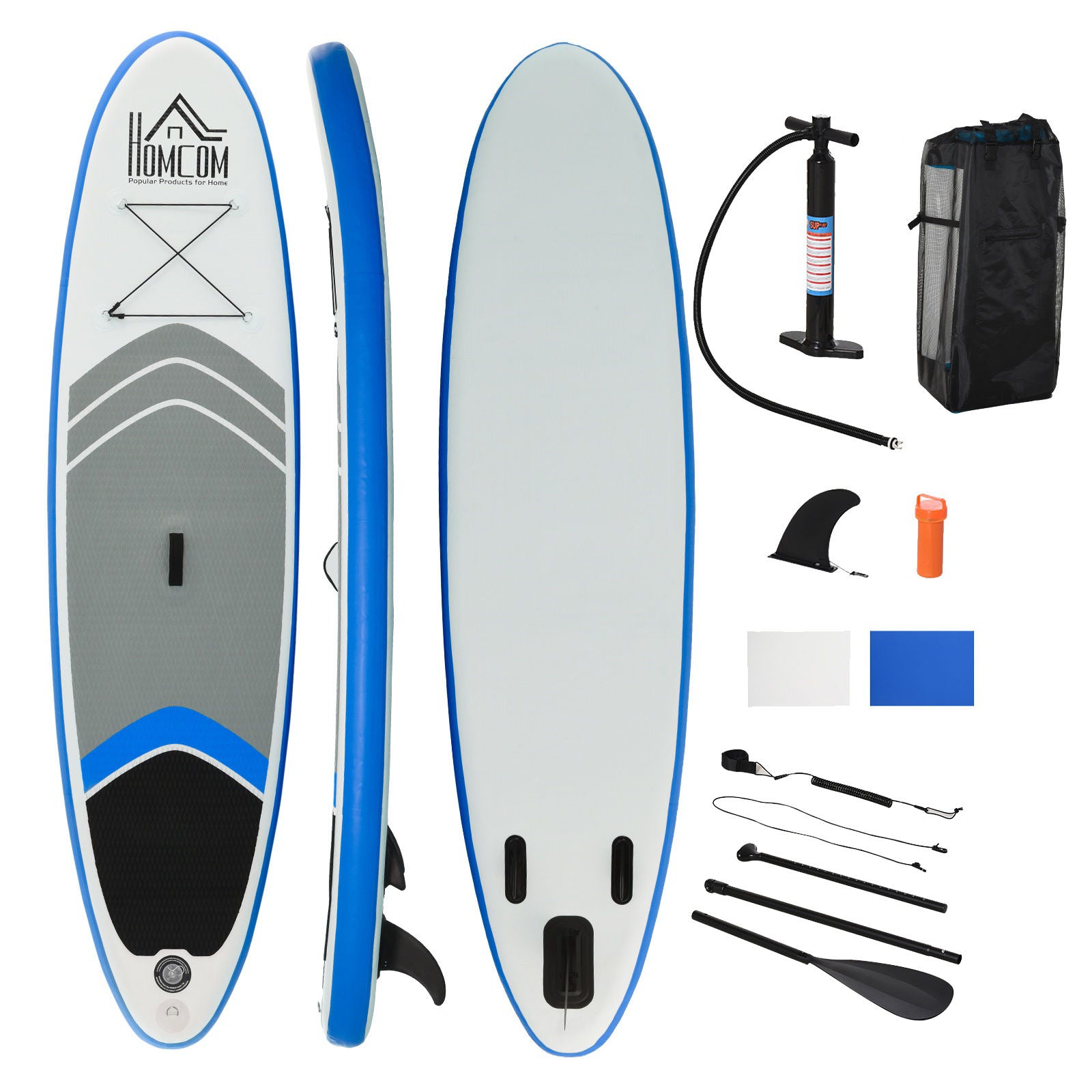 Nancy's Aulac Opblaasbare Surfplank - Blauw, Wit, Zwart - Pvc, Eva - 120,07 cm x 31,49 cm x 5,9 cm