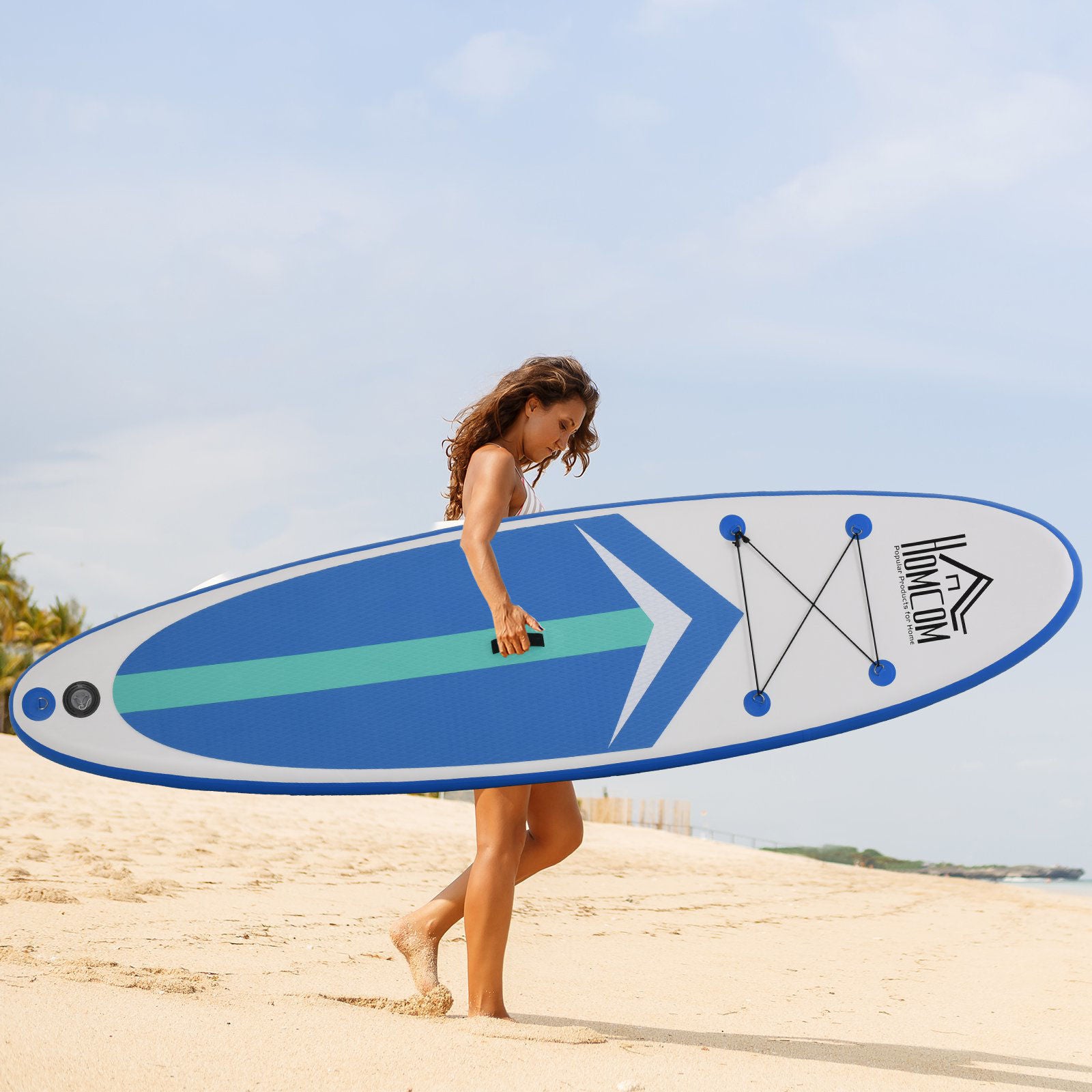 Nancy's Awrey Opblaasbare Surfplank - Blauw, Wit - Pvc, Eva - 125,98 cm x 31,49 cm x 5,9 cm