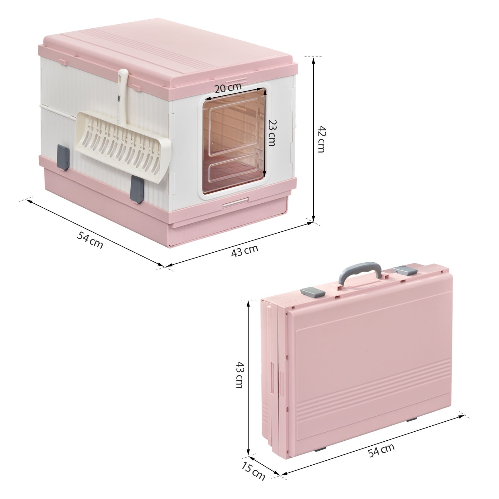 Nancy's Aylmer Kattenbak - Roze, Wit - Abs - 21,25 cm x 16,92 cm x 16,53 cm