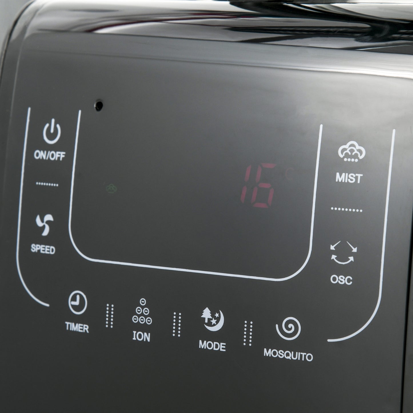 Nancy's New Haven Statiefventilator - Mistventilator - LED-Paneel - 3 Snelheden - Staal - Zwart - 44,5 x 135 cm