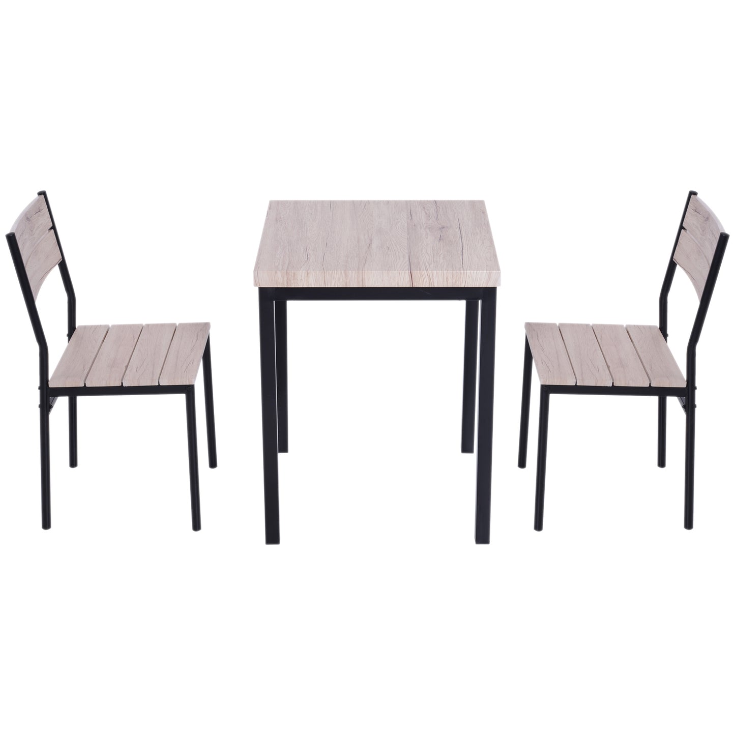 Nancy's Stillwater Eettafelset - 3-Delig - 1 Eettafel - 2 Eetkamerstoelen - MDF - Metaal - Houtlook - Zwart