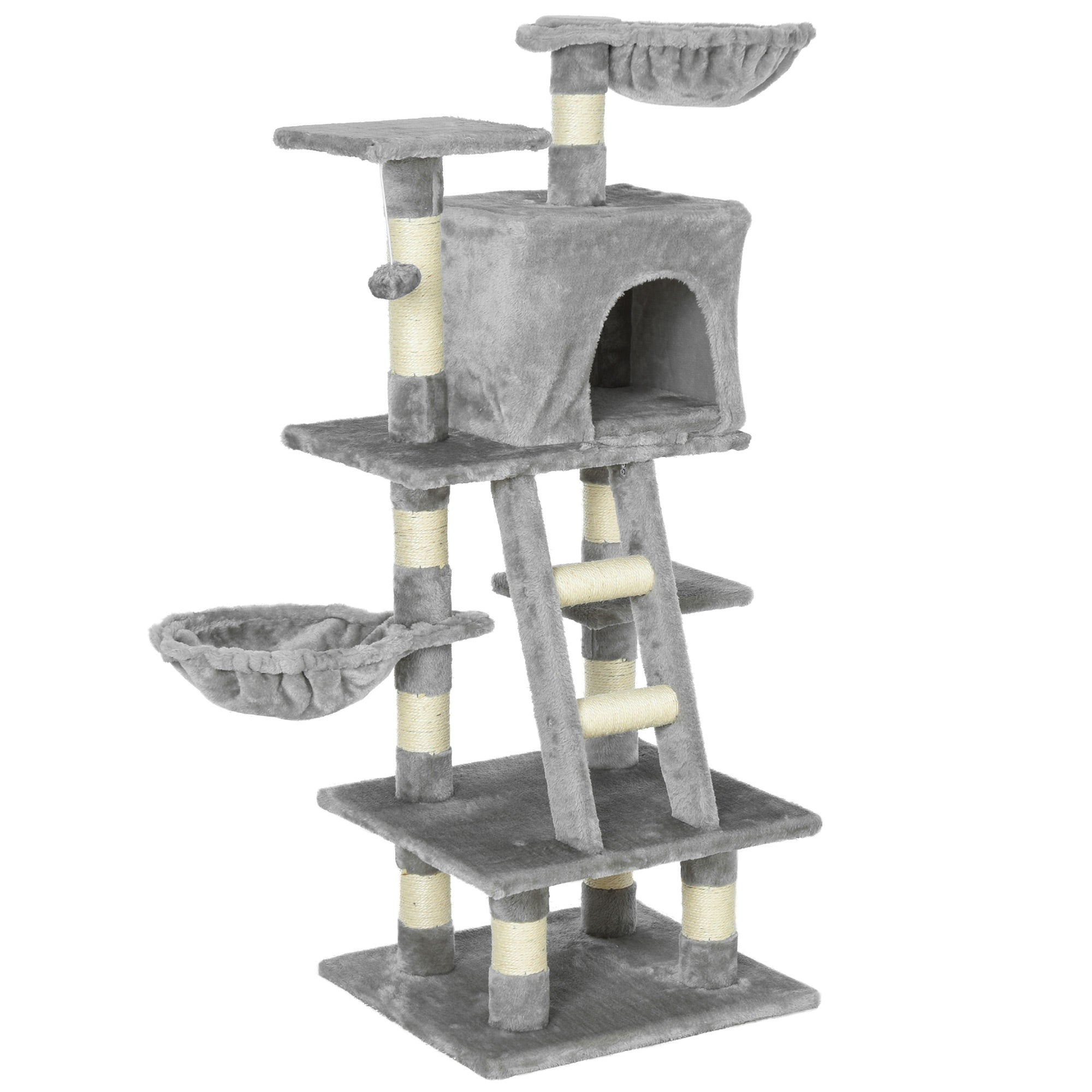 Nancy's West Allis Kattenboom  - Kat toren met grot -  Krabpaal - Krabpalen voor katten - Grijs - 49 x 44 x 120 cm