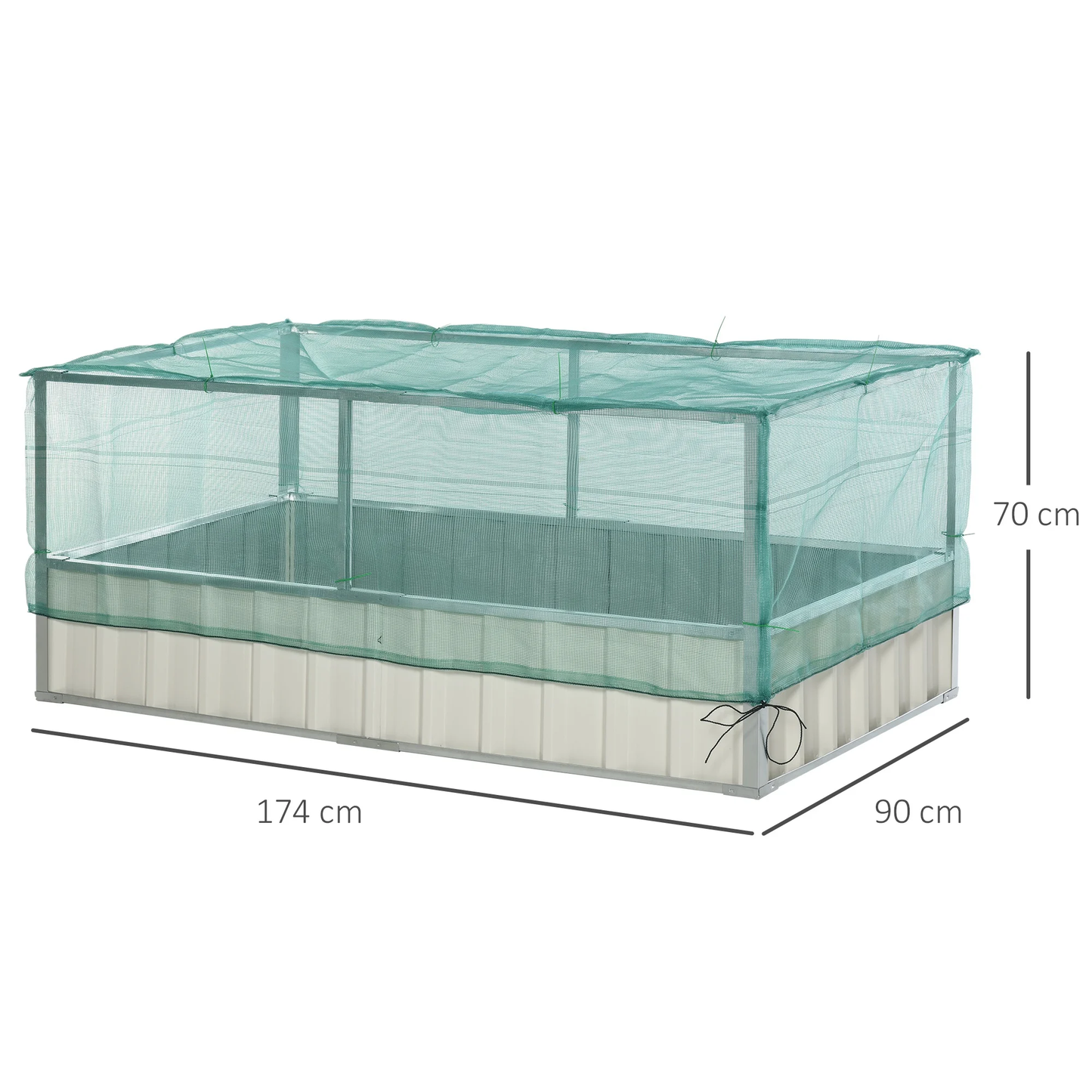 Nancy's Orange Tuinbed - Plantenbak - Staal/Nylon - Net doek - Wit/Groen - 174 x 90 x 70 cm
