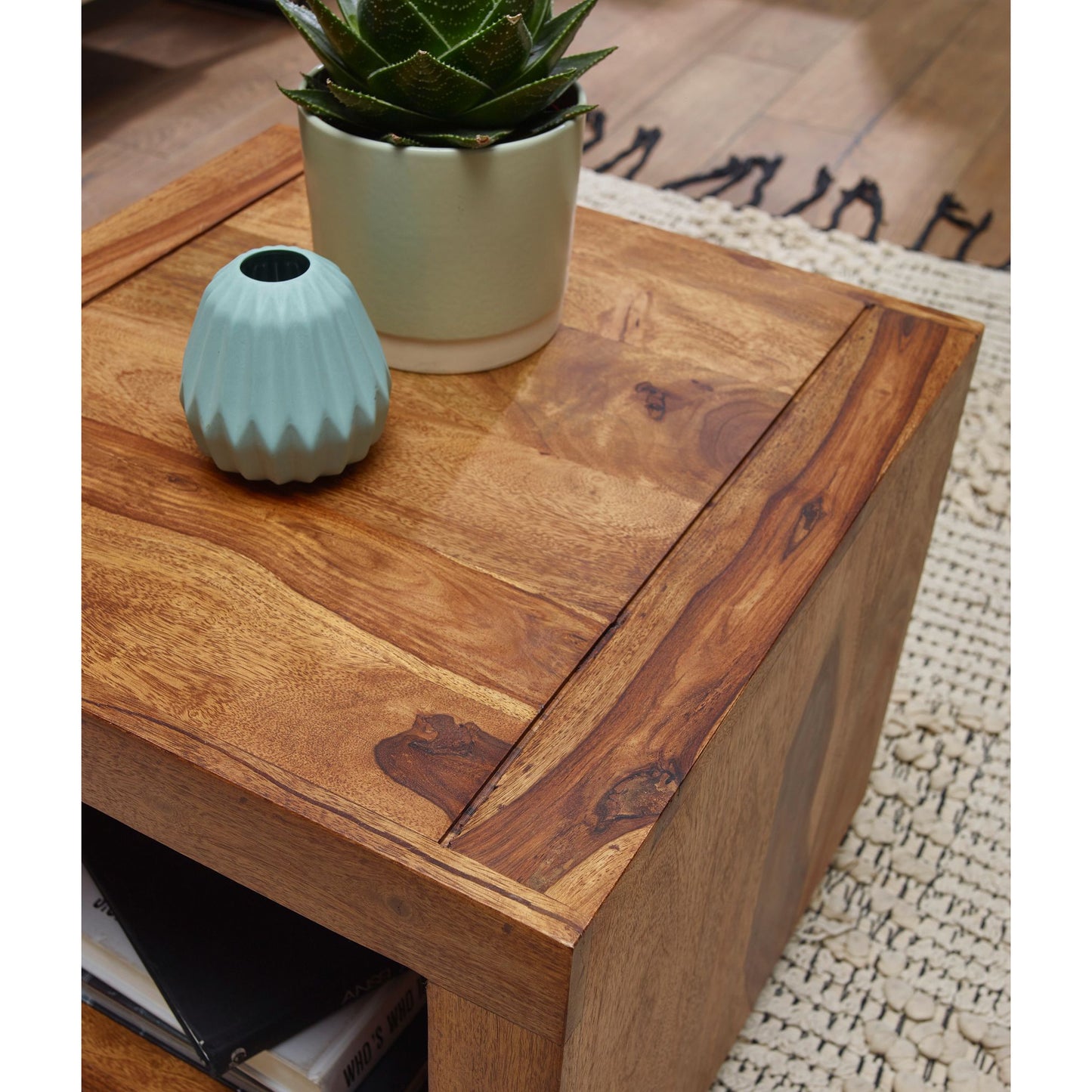 Nancy's Auburn Salontafel - Koffietafel- Bijzettafel - Massief Sheesham Hout - 50 x 50 x 45 cm