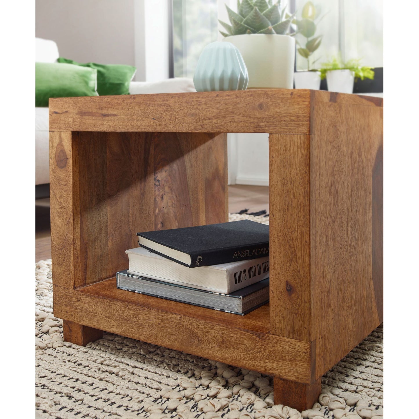 Nancy's Auburn Salontafel - Koffietafel- Bijzettafel - Massief Sheesham Hout - 50 x 50 x 45 cm