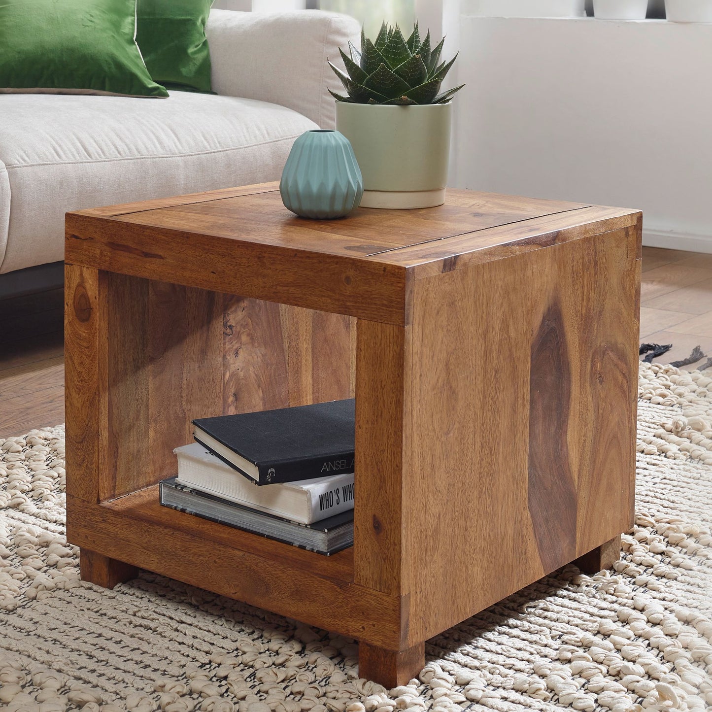 Nancy's Auburn Salontafel - Koffietafel- Bijzettafel - Massief Sheesham Hout - 50 x 50 x 45 cm
