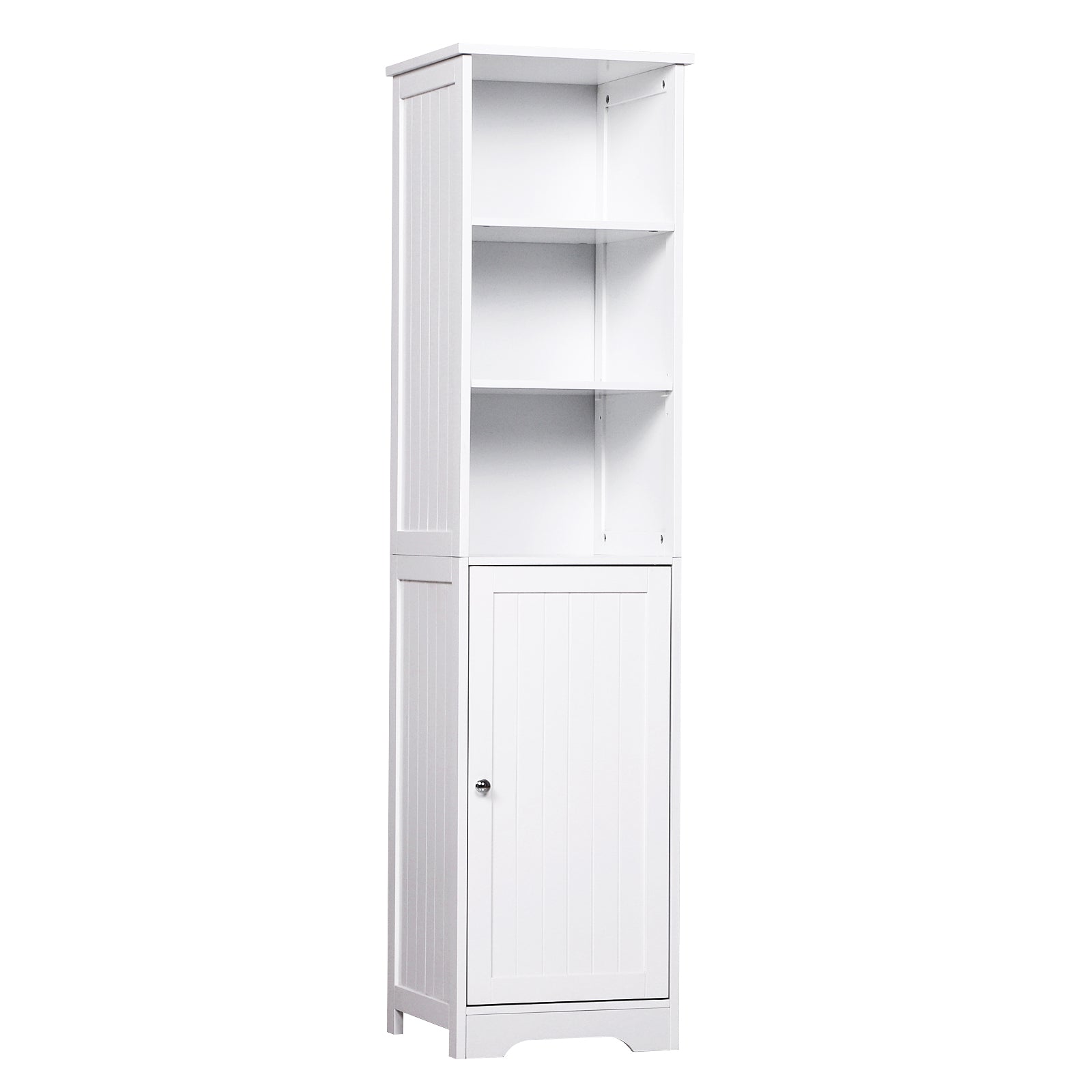 Nancy's Portsmouth Badkamerkast - Dressoir - Badkamermeubel - Staande Kast - Hoge Kast - 3 Planken - 1 Deur - 40 x 38 x 160 cm - Hout - Wit