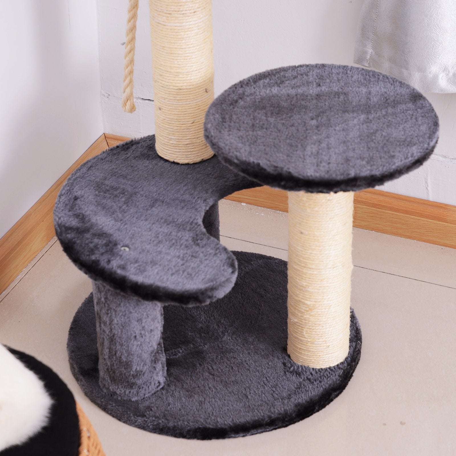 Griffoir Nancy's San Simeon - Lit pour chat - Arbre de jeu - Arbre grimpant - Peluche - Gris