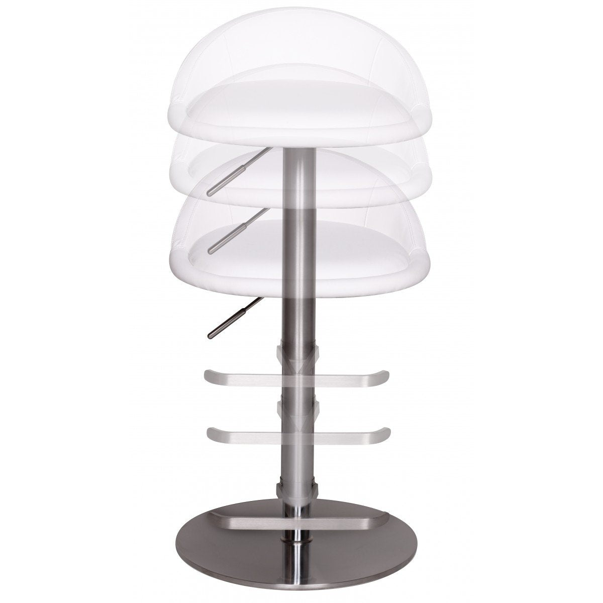 Nancy's Lubec Barkruk - Keukenkruk - In hoogte verstelbaar - Draaibaar - Wit / Zilver - Kunstleer / Staal