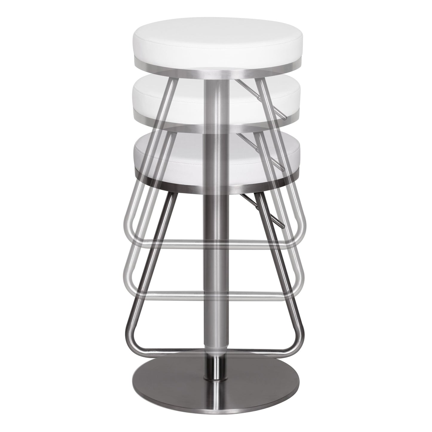 Tabouret de bar Nancy's Fulton - Tabouret de bar réglable - Tabouret - Tabourets - Chaise de bar - Moderne - Noir / Blanc - Argent
