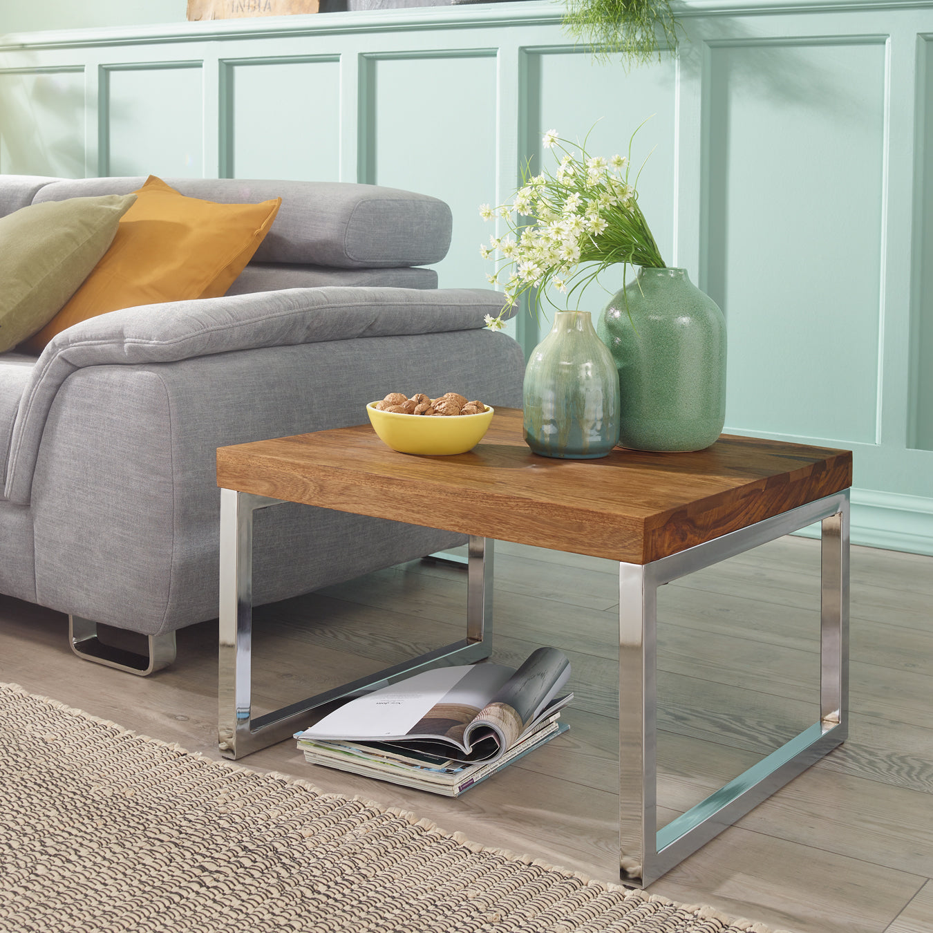Table d'appoint Uvalde de Nancy - Table basse - Bois de Sesham massif - 60 x 60 x 40 cm