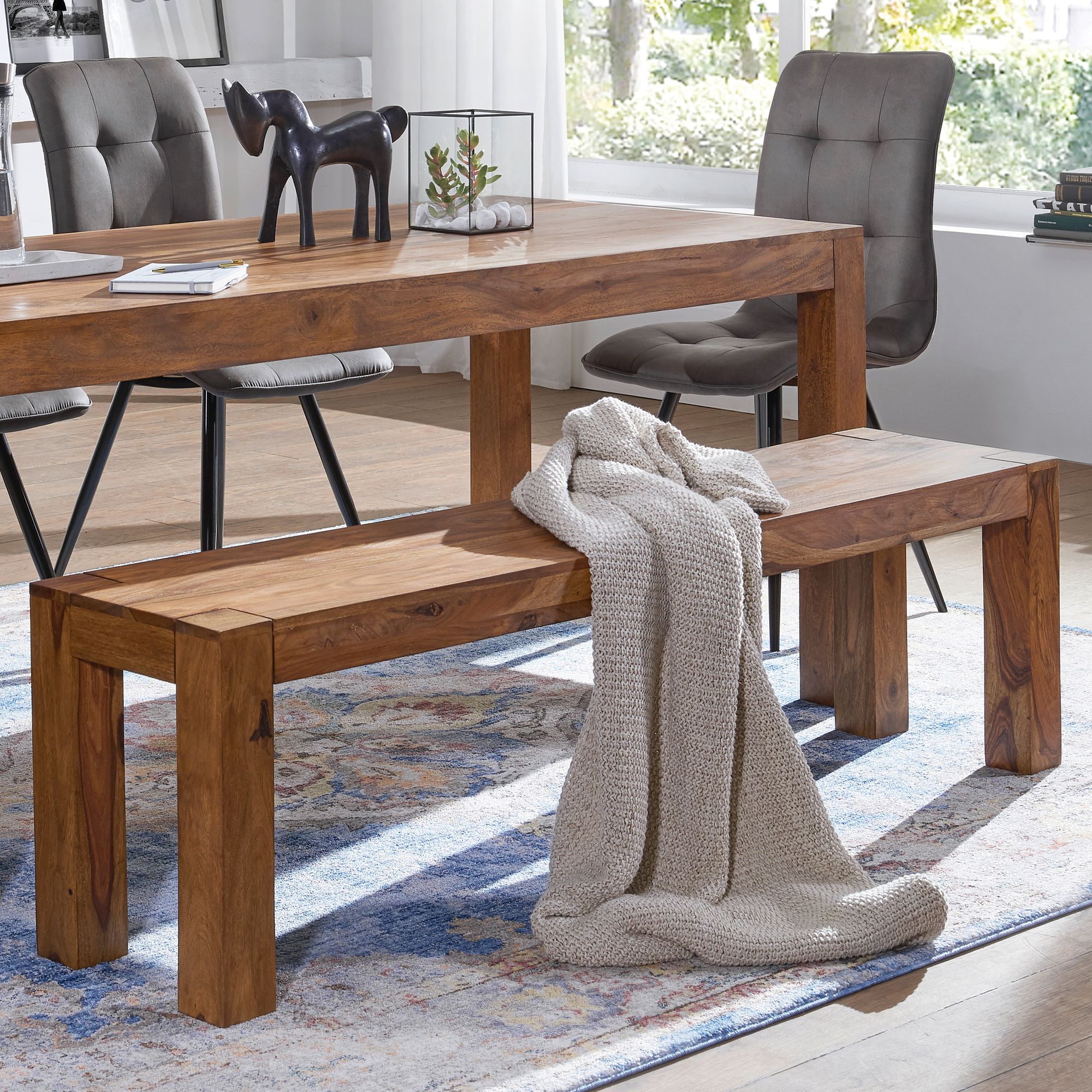 Nancy's Temple Dining Bench - Sofa - Bench - Sheesham Wood - 160 x 35 x 45 cm
