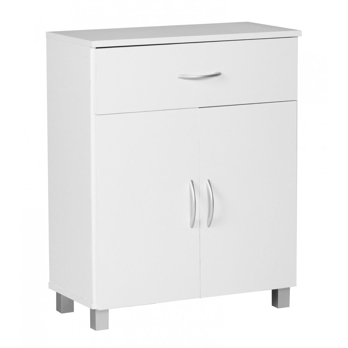 Buffet Nashua de Nancy - Armoire de couloir - Tiroir - Portes françaises - Hêtre - Blanc - Armoire latérale