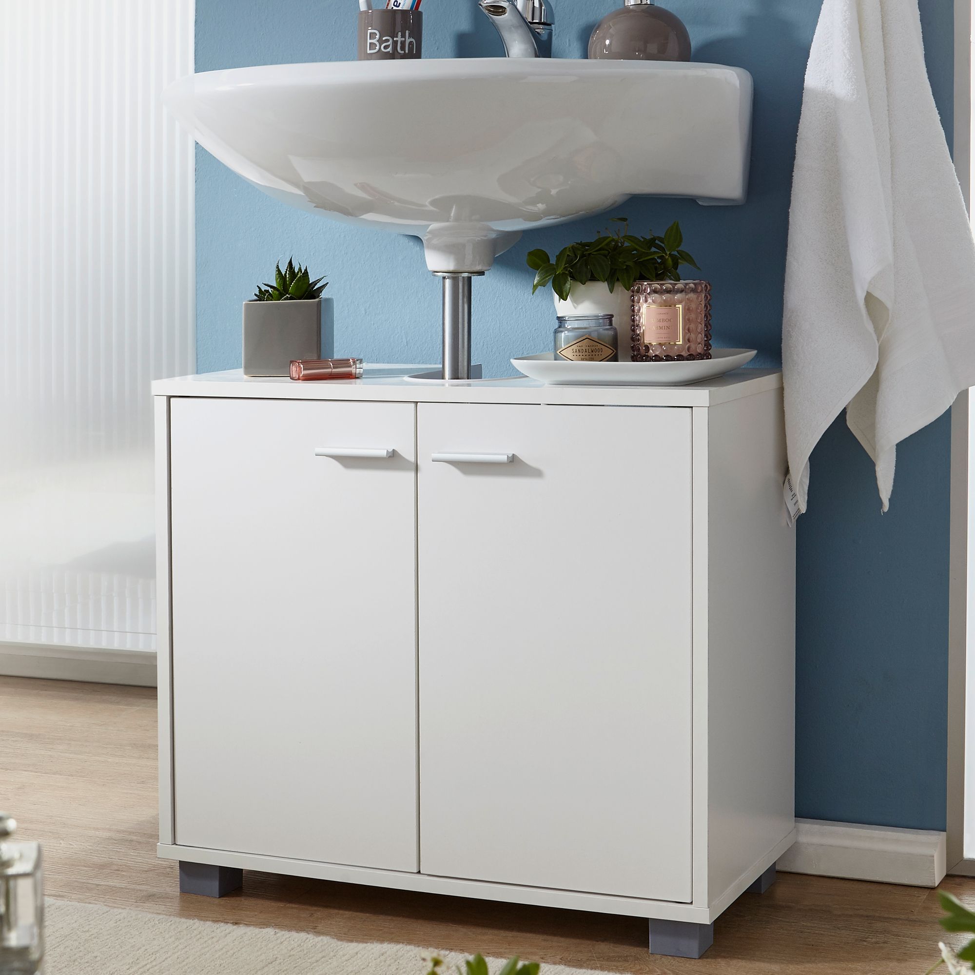 Meuble de salle de bain Nancy's Artesia - Meubles de salle de bain - Meubles de salle de bain - Espace de rangement - Blanc - ± 60 x 30 x 55 cm