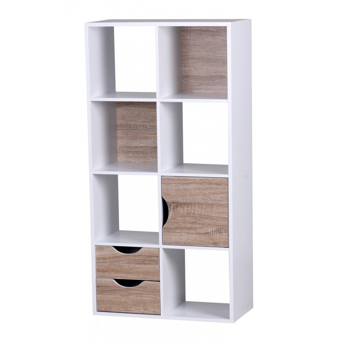 Nancy's Oberlin Vakkenkast - Boekenplank - Boekenkasten - Vakkenkast - Wit / Eiken - ± 60 x 30 x 120 cm