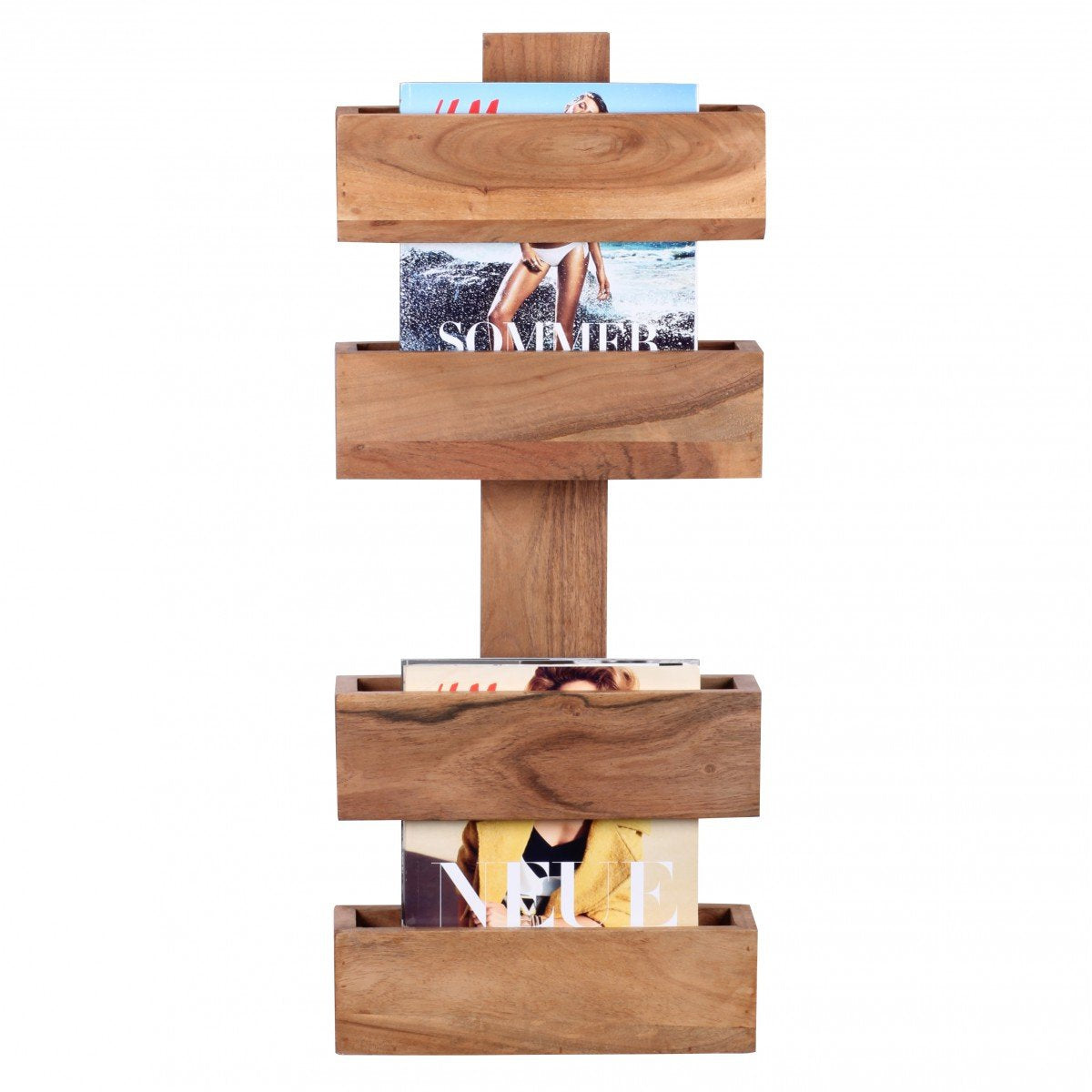 Nancy's Macia Tijdschriftenrek - Tijdschriftenhouder - Krantenrek - Krantenhouder - Acaciahout - ± 30 x 10 x 70 cm