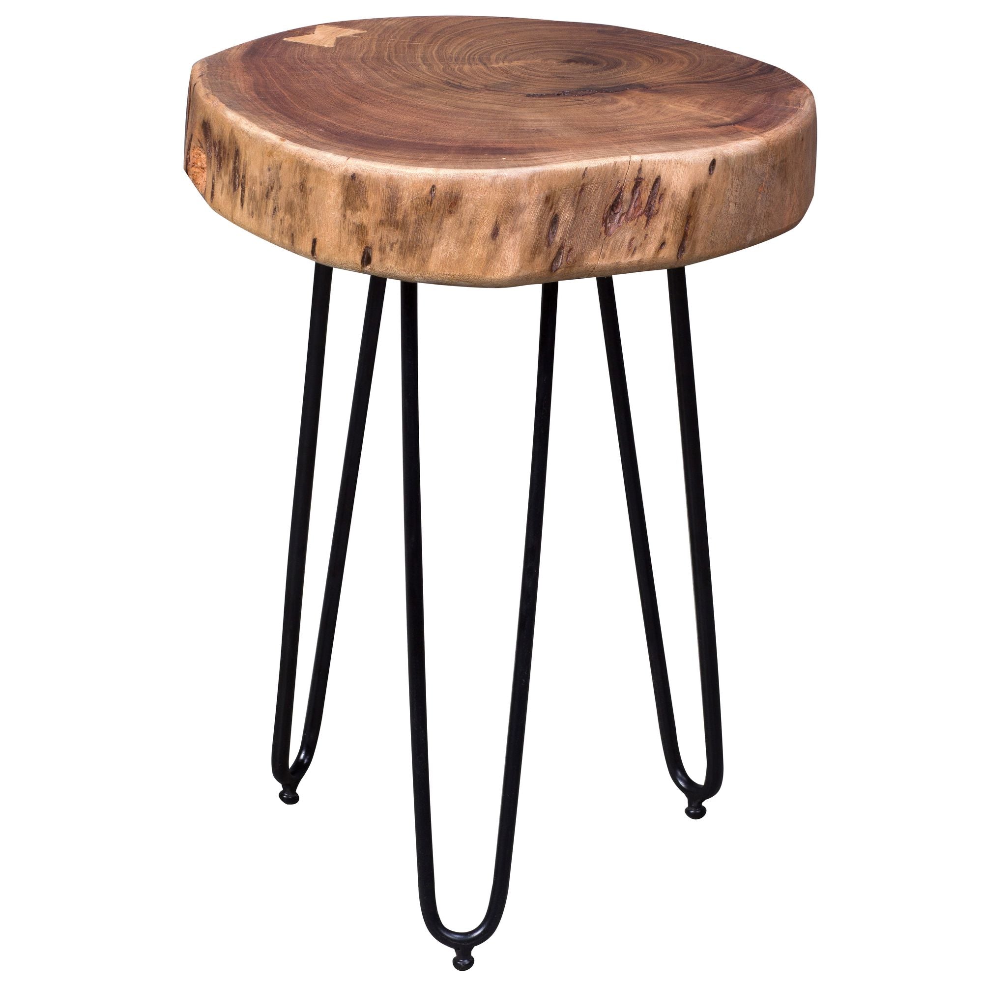 Nancy's Colesville Bijzettafel - Salontafel - Massief Hout - Acacia Hout - 35 x 35 cm - Bruin - Zwart