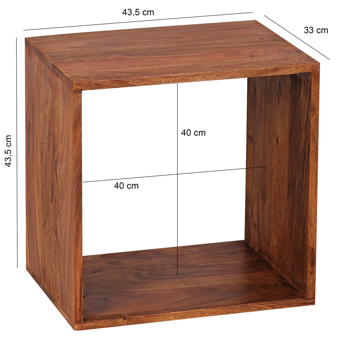 Nancy's Winona Bijzettafel - Kubus Bijzettafel - Vierkante Bijzettafel - Sheesham Hout - Massief Houten Sheesham - 43.5 x 43.5 cm