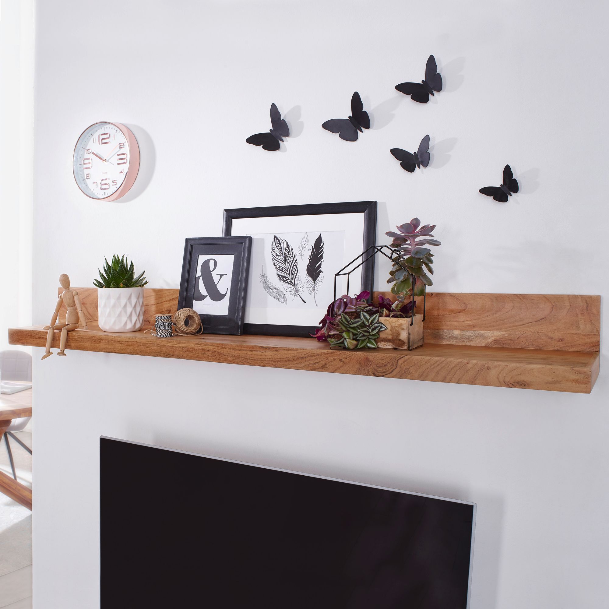 Nancy's Pipestone Wandplank - Massief Houten Wandplank - Boekenplank - Massief Acacia - Bruin - 110 cm