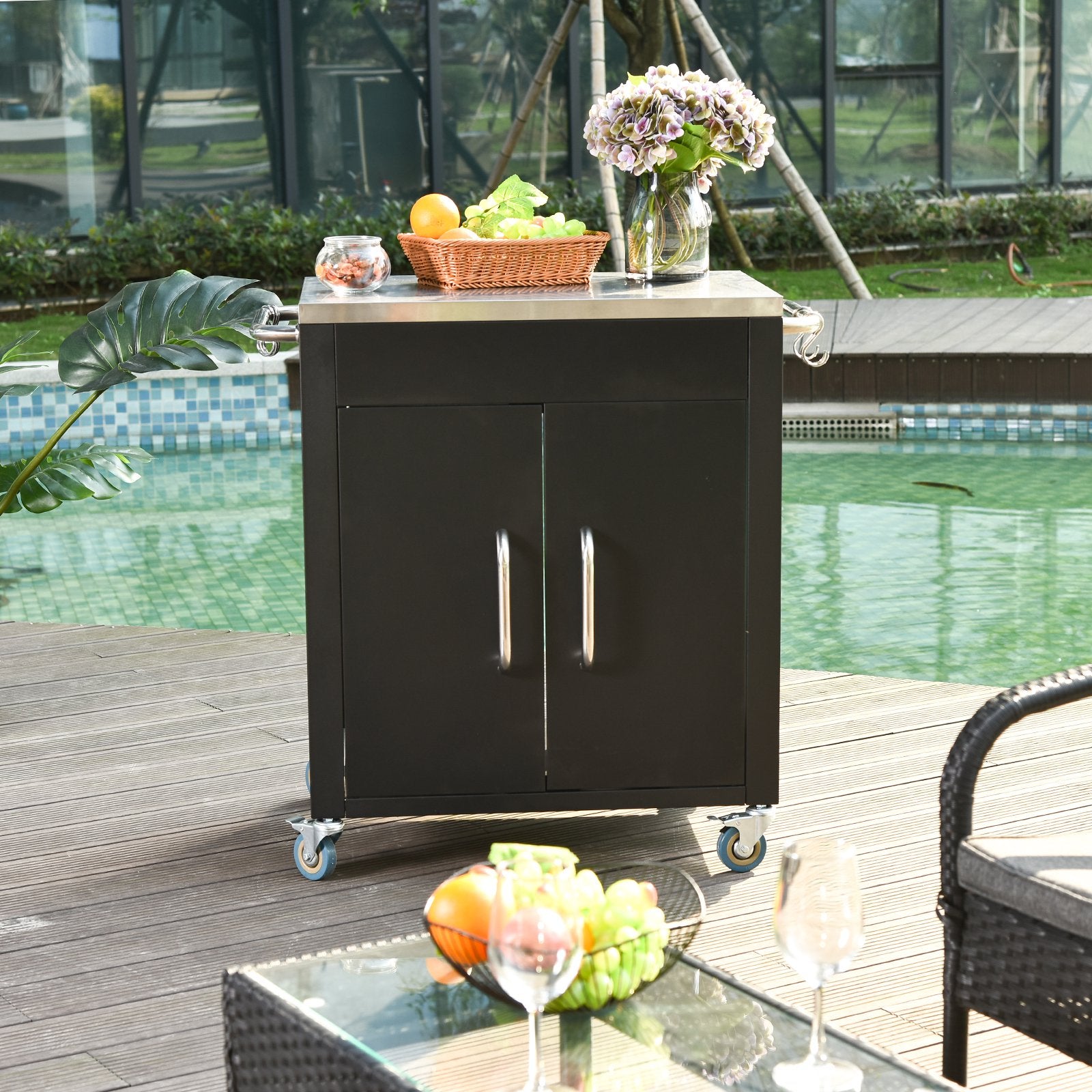 Nancy's Oshkosh Kitchen Trolley - Kitchen Cart - Serving Trolley - Side Table on Wheels - Black - Steel - ± 85 x 50 x 85 cm