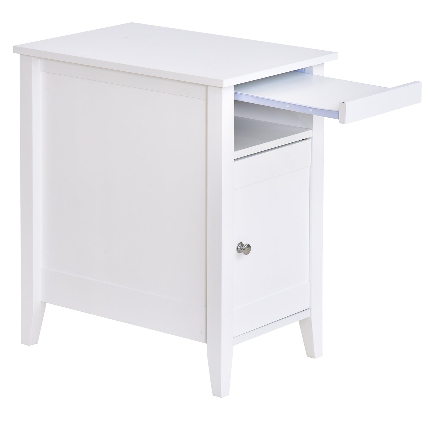 Nancy's Euclid Nachtkastje - Bijzettafel - Salontafel - Openslaande Deur - Opbergvak - 36 x 55 x 64 cm -Wit - MDF - Wit