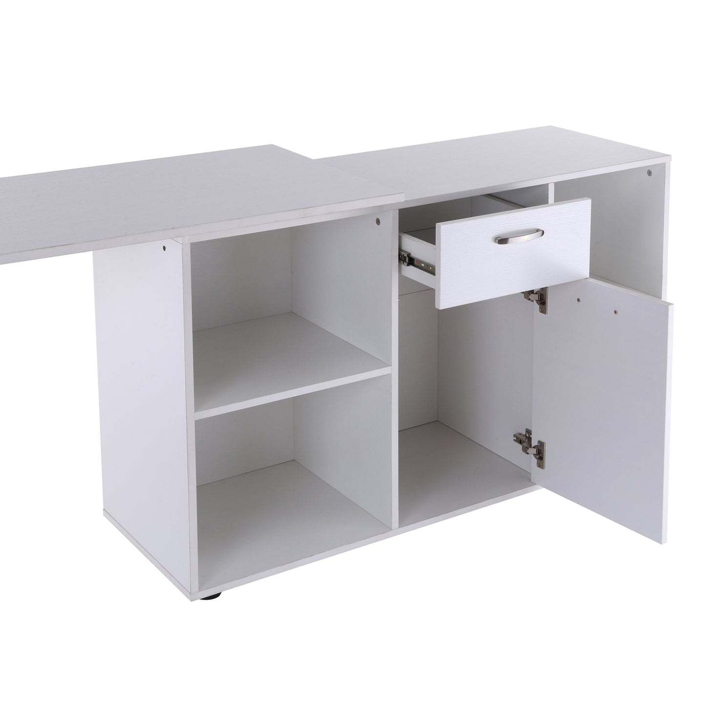 Nancy's Wheeling Hoekbureau - Bureau - Computrertafel - MDF - Wit - 120 x 50 x 76 cm - Opslagruimte - Lades