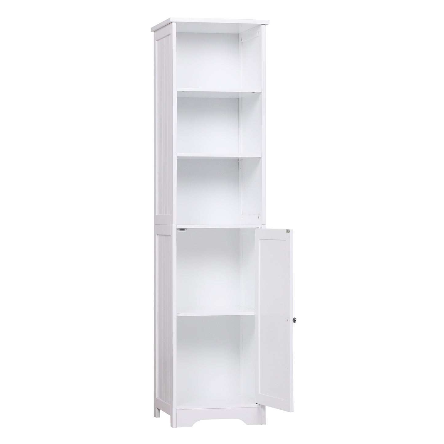 Nancy's Portsmouth Badkamerkast - Dressoir - Badkamermeubel - Staande Kast - Hoge Kast - 3 Planken - 1 Deur - 40 x 38 x 160 cm - Hout - Wit