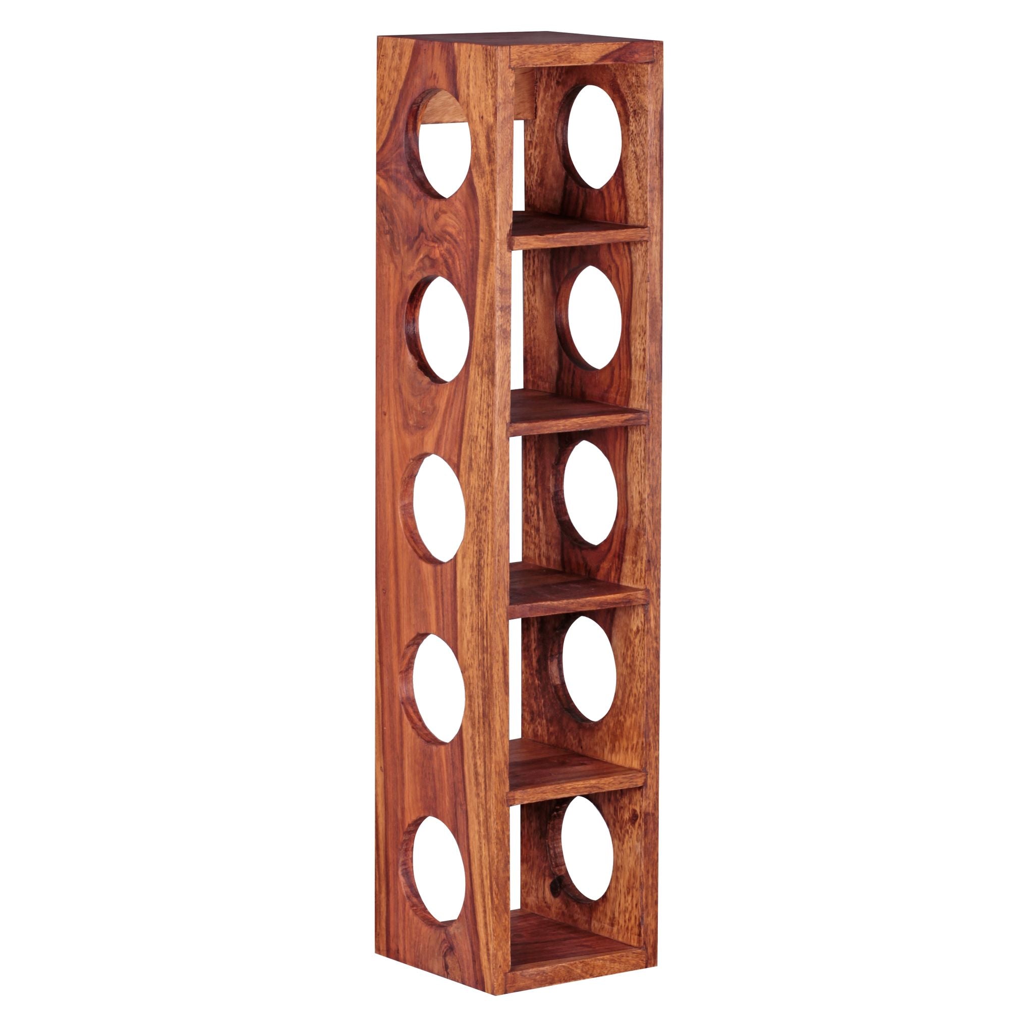 Casier à vin Nancy's Winerie - Porte-vin - Bois de Sesham massif - 15 x 15 x 70 cm
