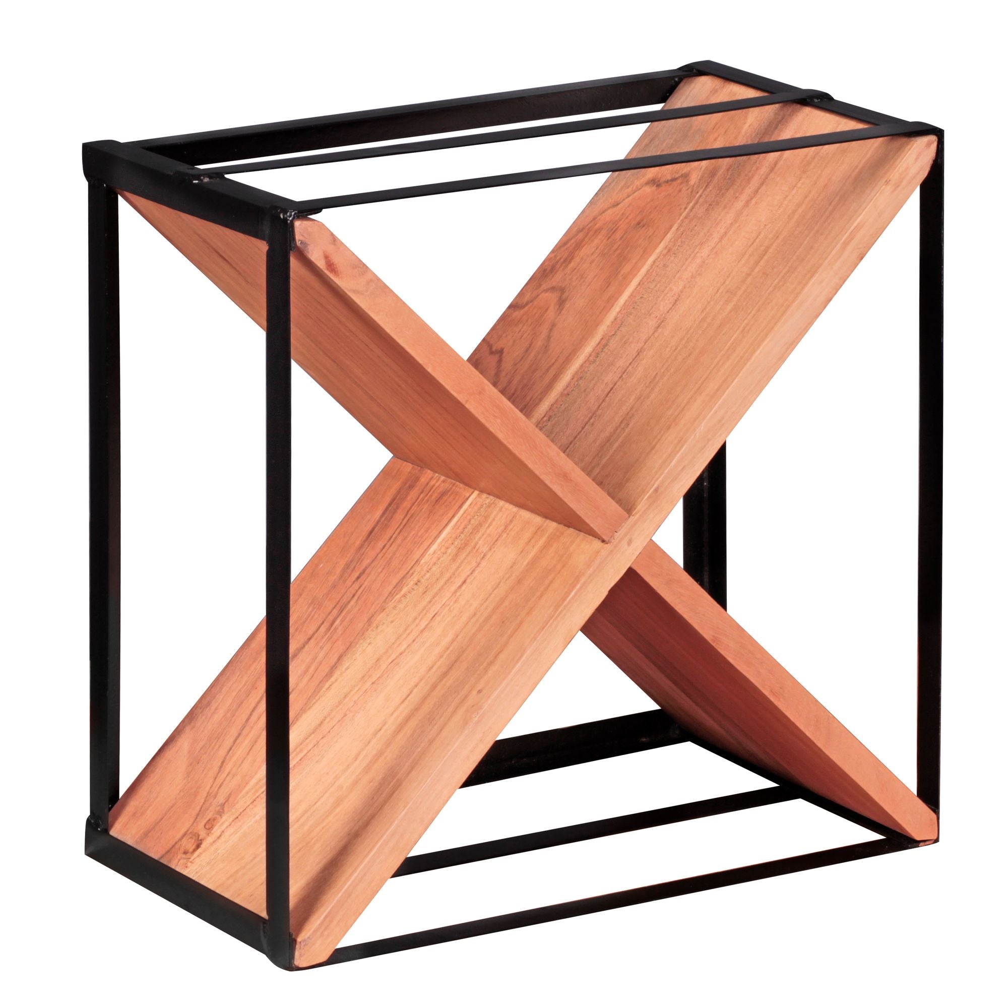 Nancy's Gramercy Wijnrek - Flessenrek - 16 Flessen - Massief Hout - Acacia Hout - Metalen Frame - Bruin - Zwart