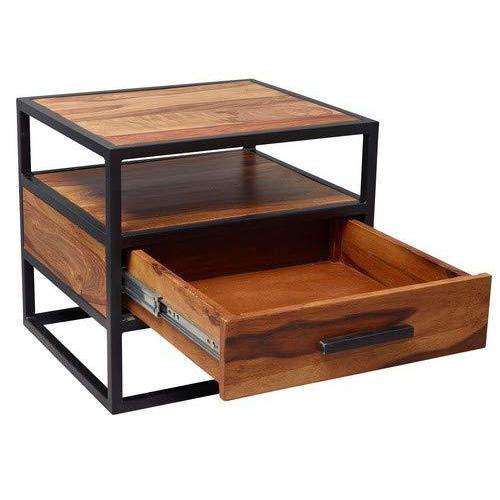 Nancy's Candelaria Nachtkastje - Bijzettafel - Ladekastje - Massief Sheeshamhout - 50 x 45 x 45 cm