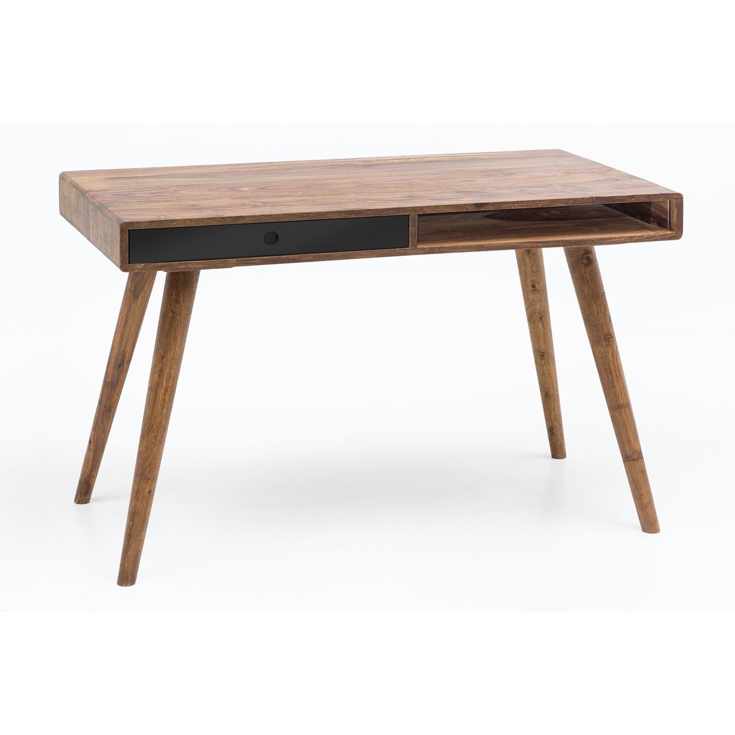 Nancy's Brevard Bureau - Kantoortafel - Laptoptafel - Massief Houten Sheesham - Zwart - Bruin - Wit - Lade