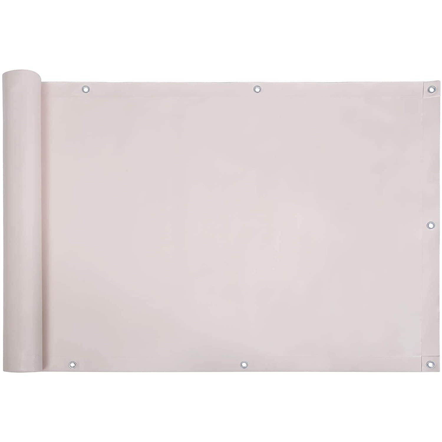 Nancy's Chalifoux Balkonscherm - Privacyscherm - Zonwering - Zonder Schroeven - Tuin - PVC - Crème - 90 x 600 cm