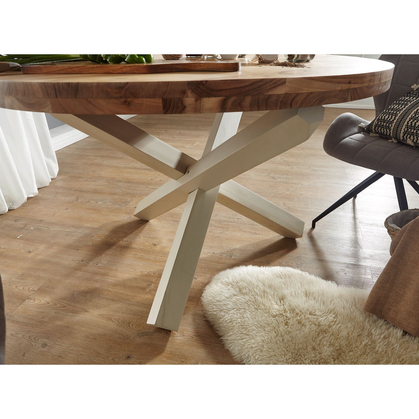Nancy's Welch Eettafel Rond - Eetkamertafel - Keukentafel - Massief Acaciahout - Ø 120 x 75 cm