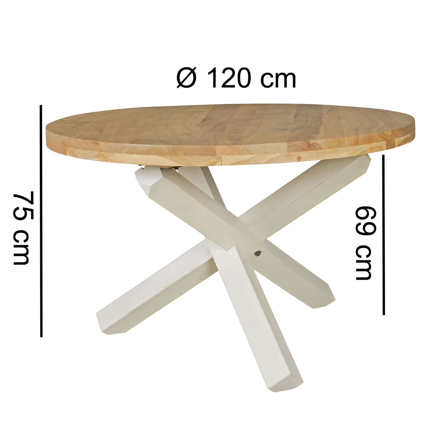 Nancy's Welch Eettafel Rond - Eetkamertafel - Keukentafel - Massief Acaciahout - Ø 120 x 75 cm