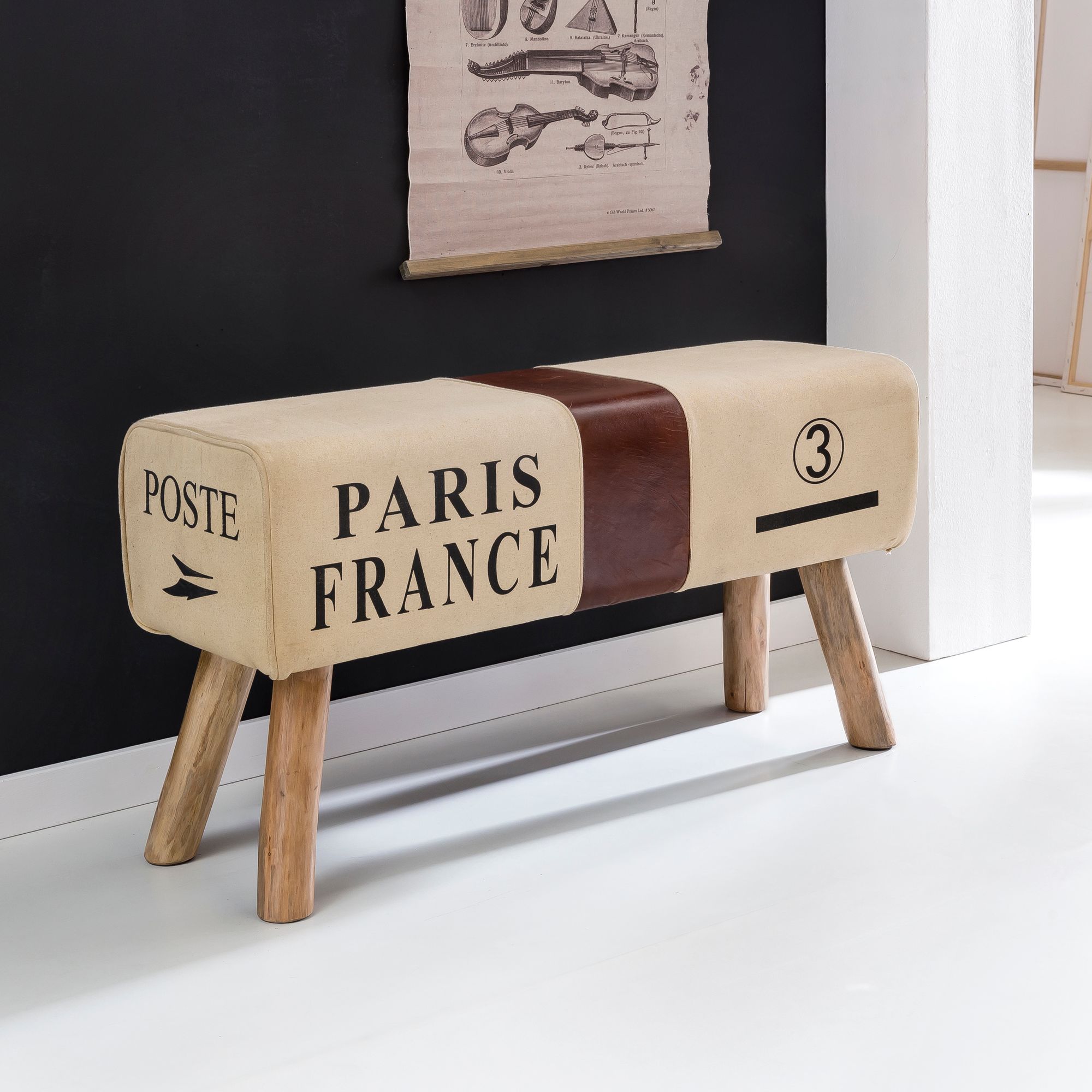 Nancy's Turnbok Bench - Bench - Gymnastics Stool - Springbok - Canvas - Leather / Wood - Brown - ± 90 x 30 x 50 cm