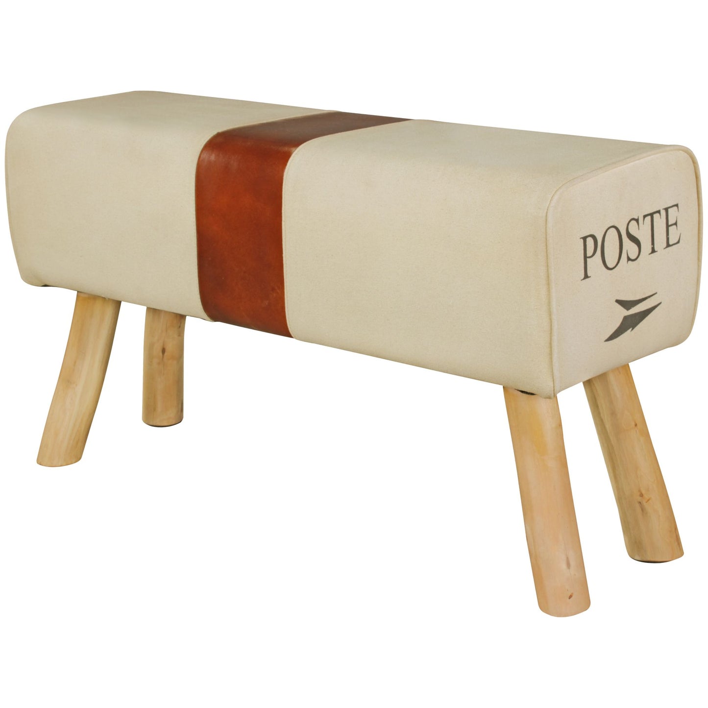 Nancy's Turnbok Bank - Bankje - Gymnastiekkruk - Springbok - Canvas - Leer / Hout - Bruin - ± 90 x 30 x 50 cm