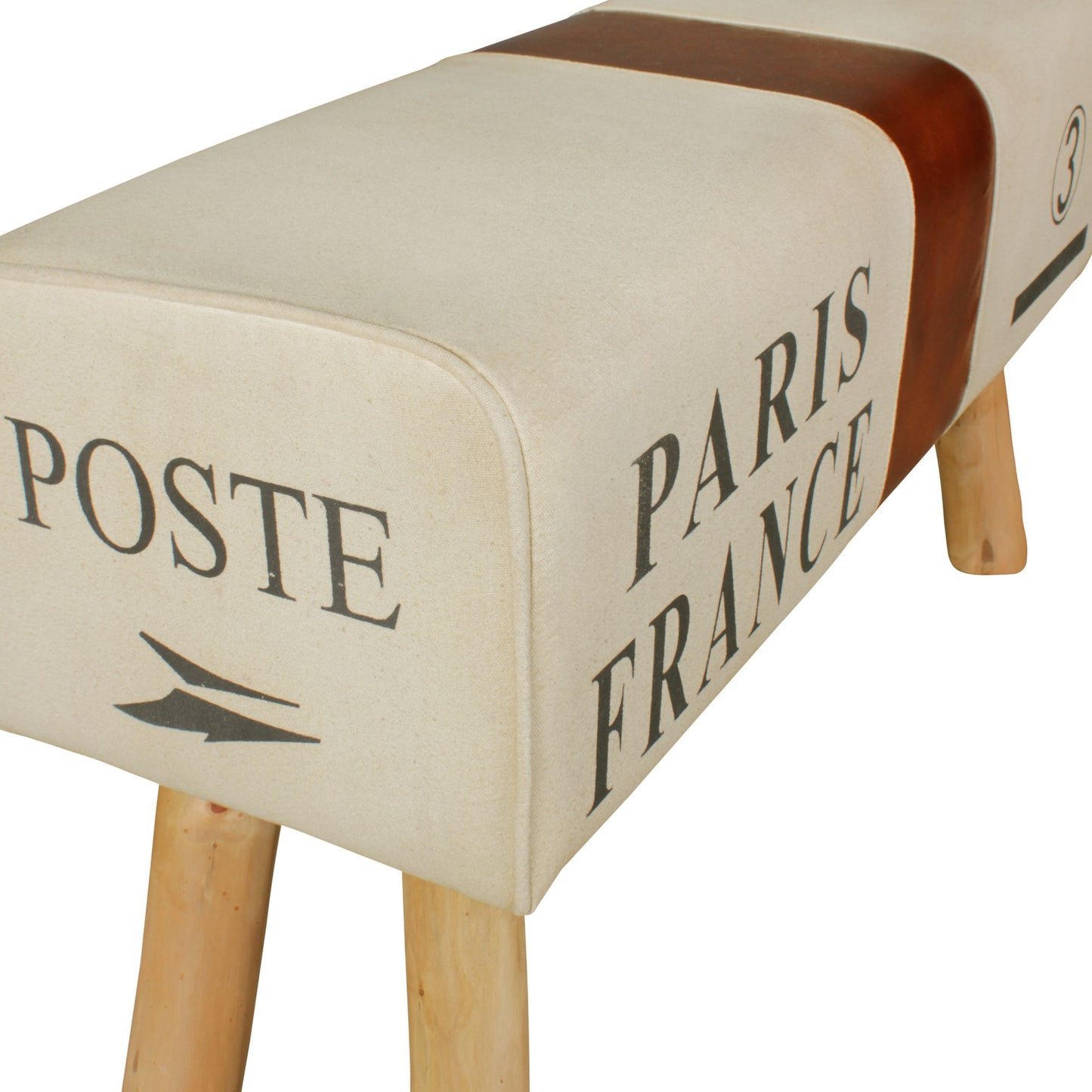 Nancy's Turnbok Bank - Bankje - Gymnastiekkruk - Springbok - Canvas - Leer / Hout - Bruin - ± 90 x 30 x 50 cm