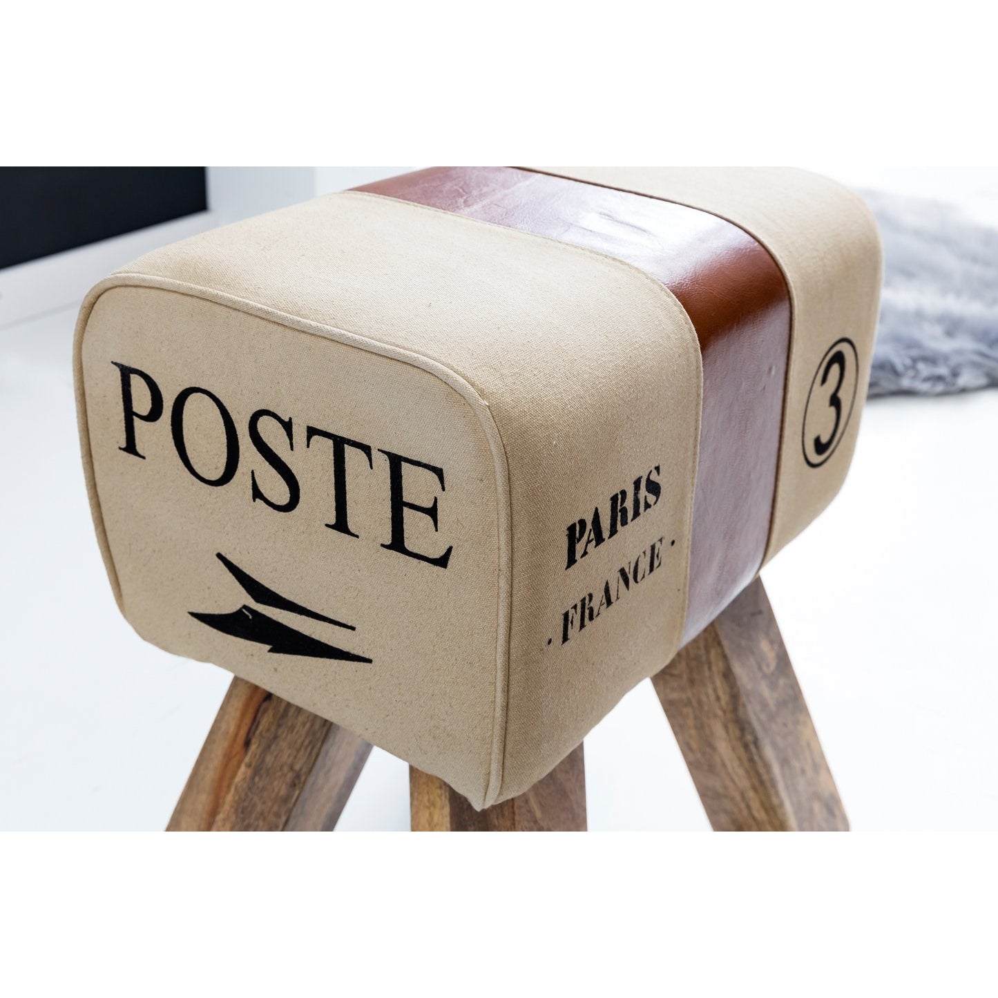 Nancy's Turnbok Krukje - Bankje - Hocker - Gymnastiekkruk - Springbok - Leer / Hout - ± 40 x 30 x 50 cm