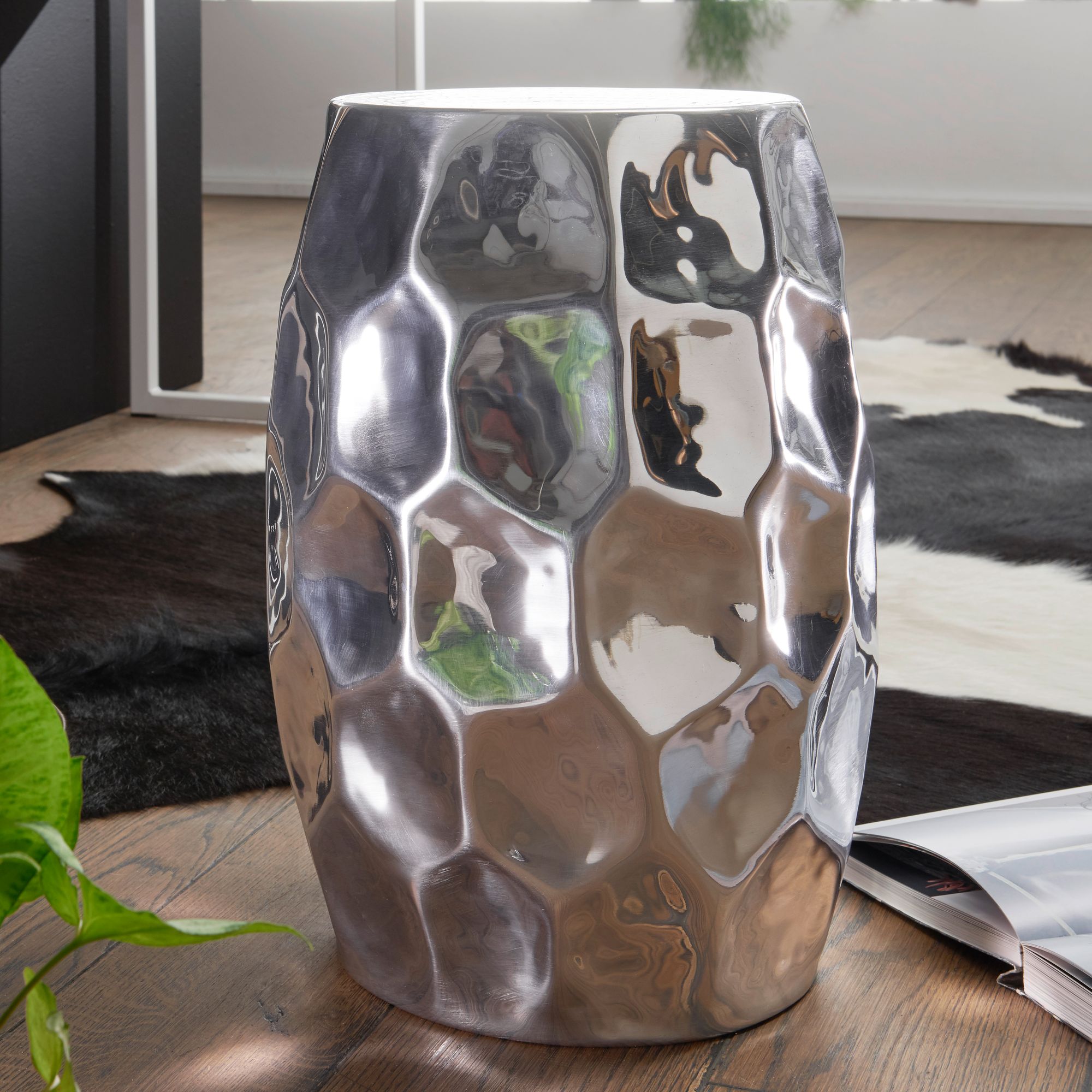 Nancy's Massena Side table - Coffee table - Coffee table - Silver - Aluminum - ± Ø 30 x 45 cm