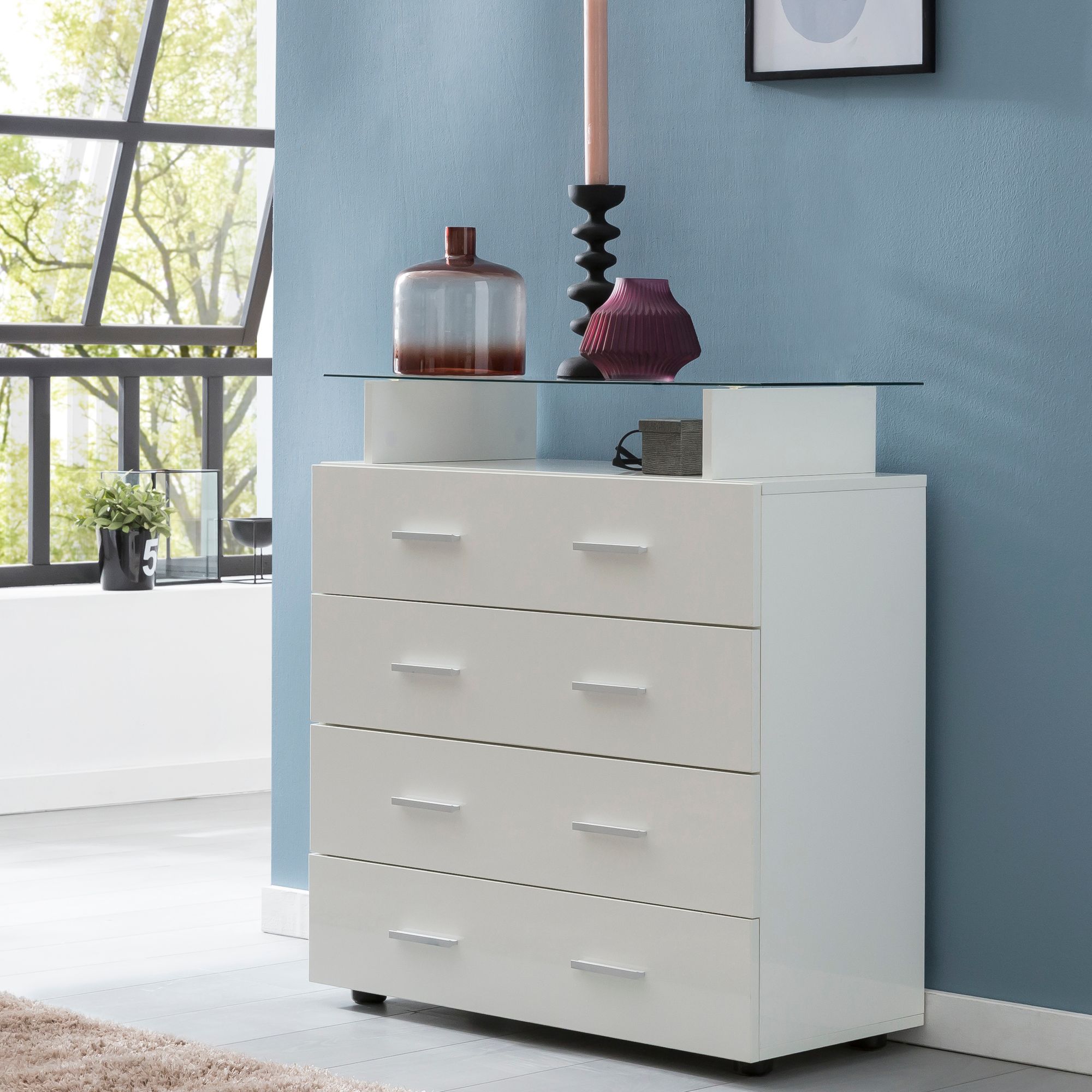 Nancy's Shiprock Ladekast - Dressoir - Gangkast - Opbergkast - Kast met Lades - Wit - 3 Lades