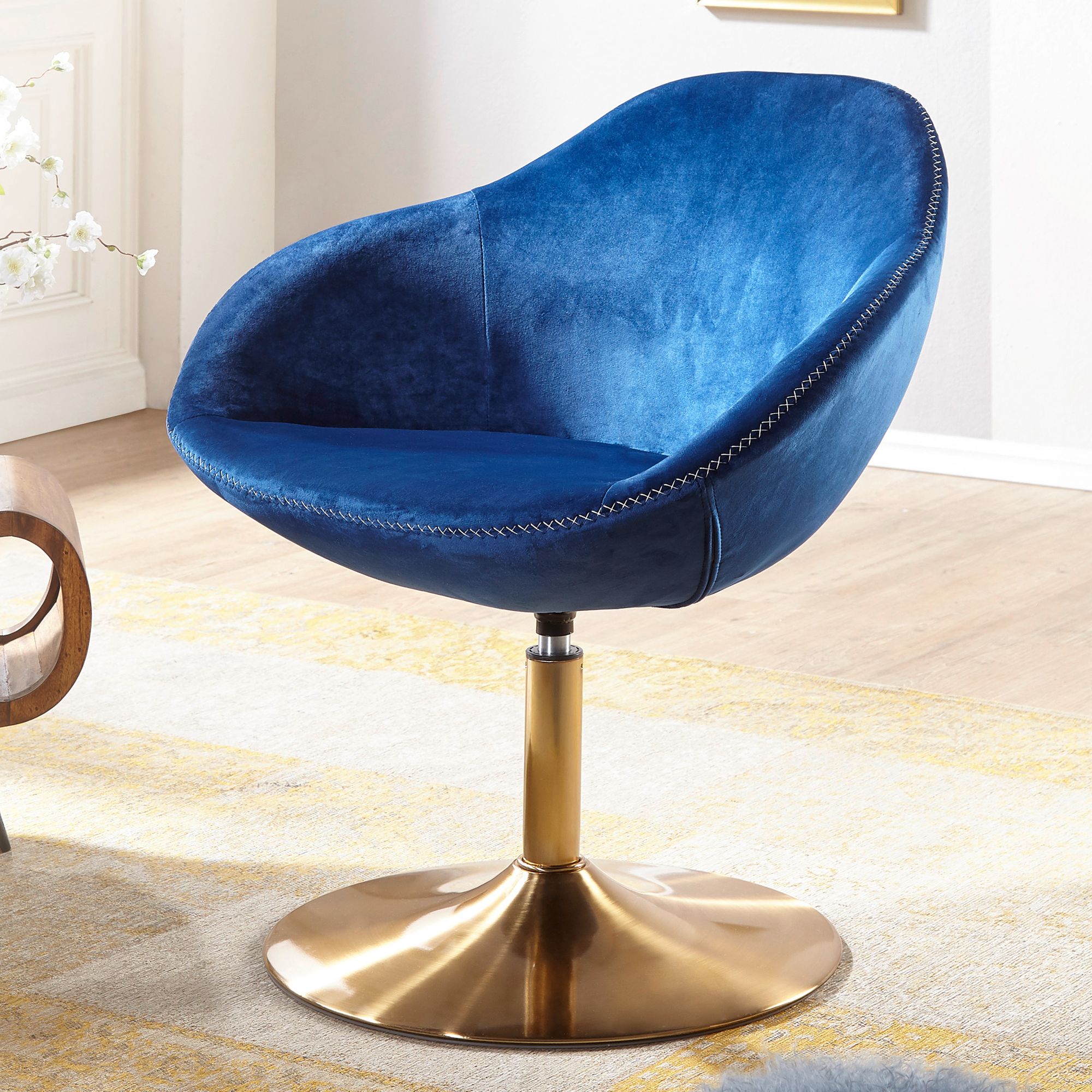 Nancy's Santa Fe Fauteuil - Loungestoel - Kuipstoel - Bureaustoel - Relaxfauteuil - Fluwelen Fauteuil - Fluweel - Blauw