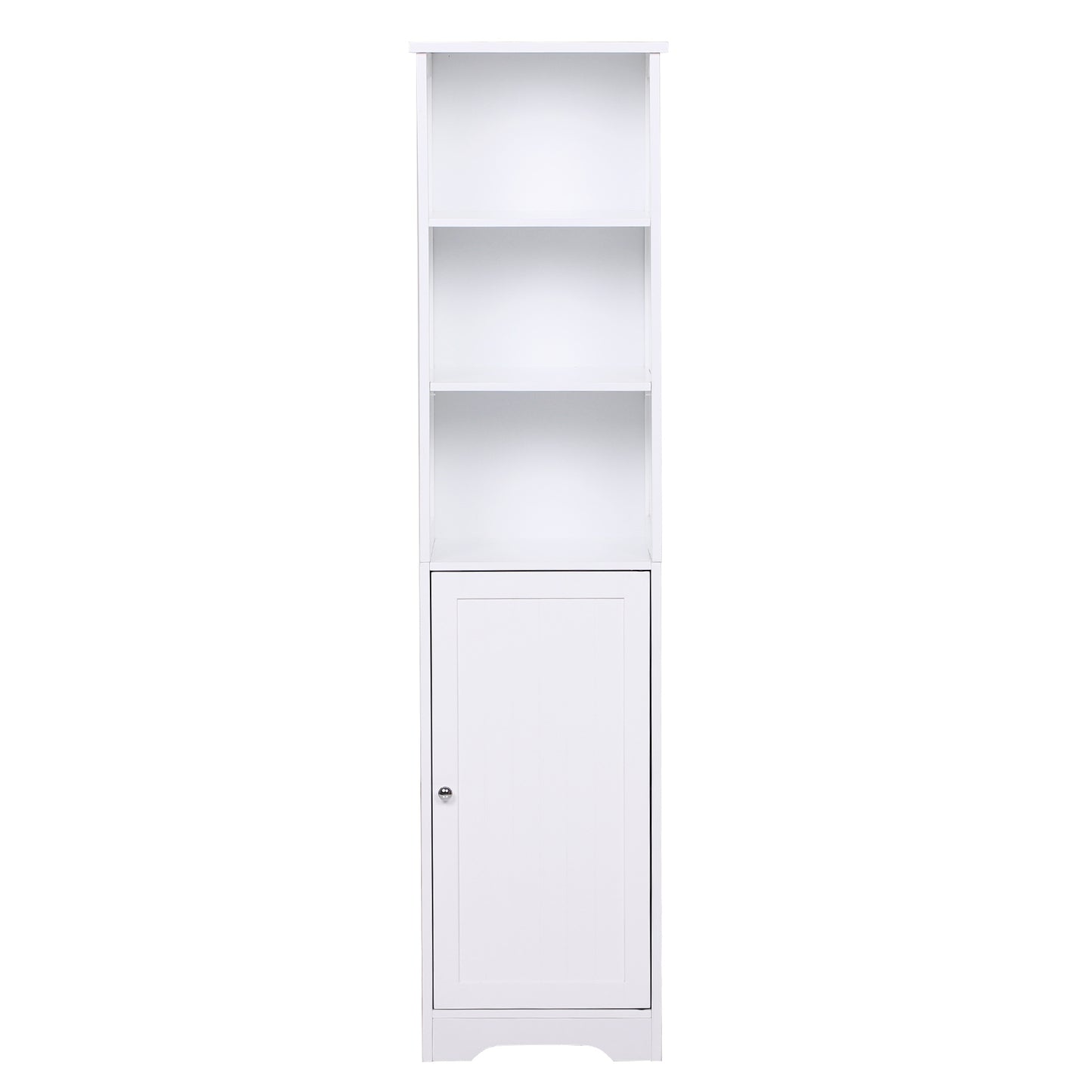 Nancy's Portsmouth Badkamerkast - Dressoir - Badkamermeubel - Staande Kast - Hoge Kast - 3 Planken - 1 Deur - 40 x 38 x 160 cm - Hout - Wit